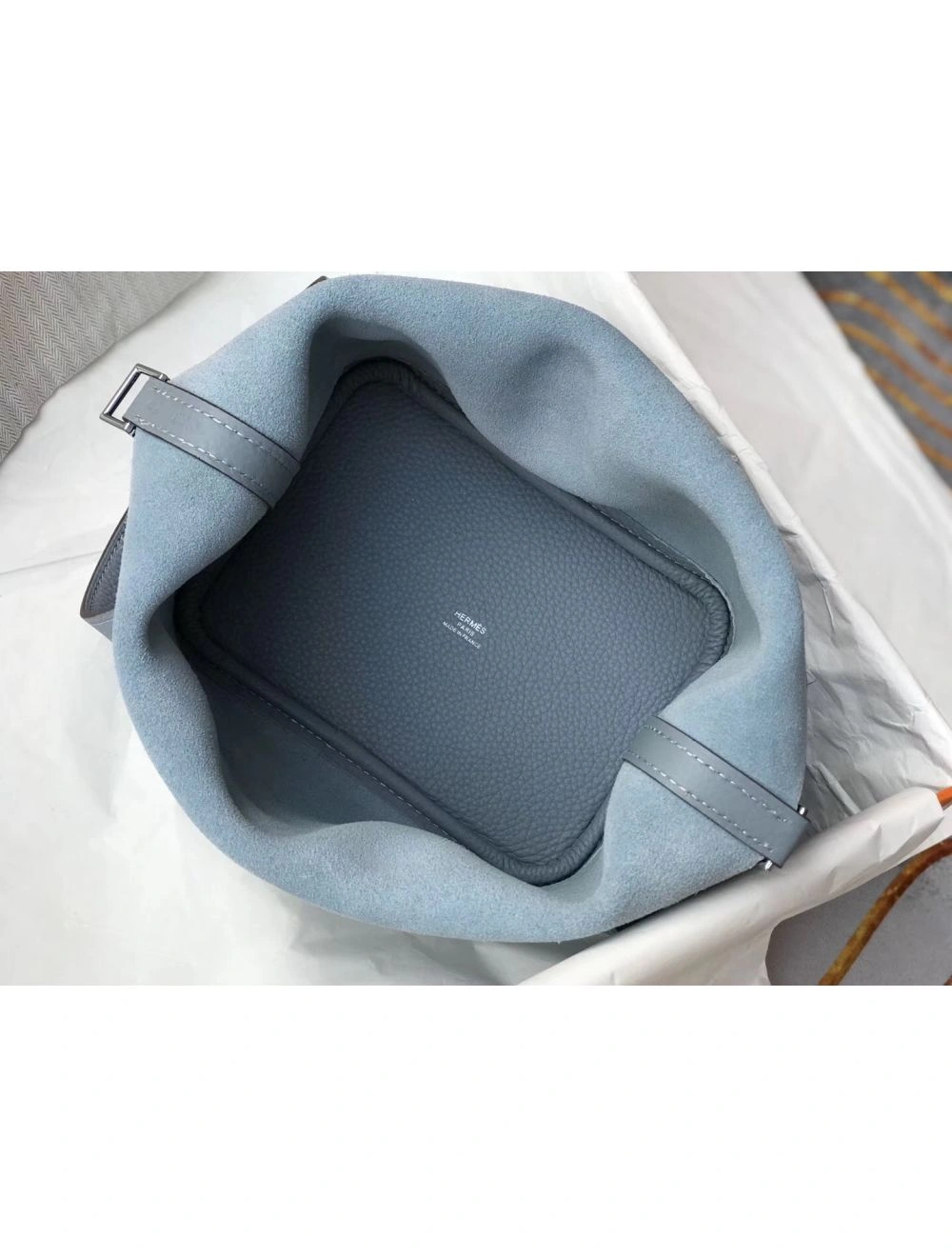 Hermes Picotin Lock 18 Bag In Blue Lin Clemence Leather