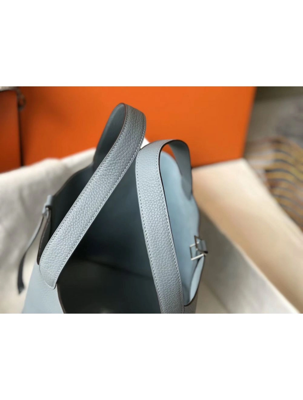 Hermes Picotin Lock 18 Bag In Blue Lin Clemence Leather