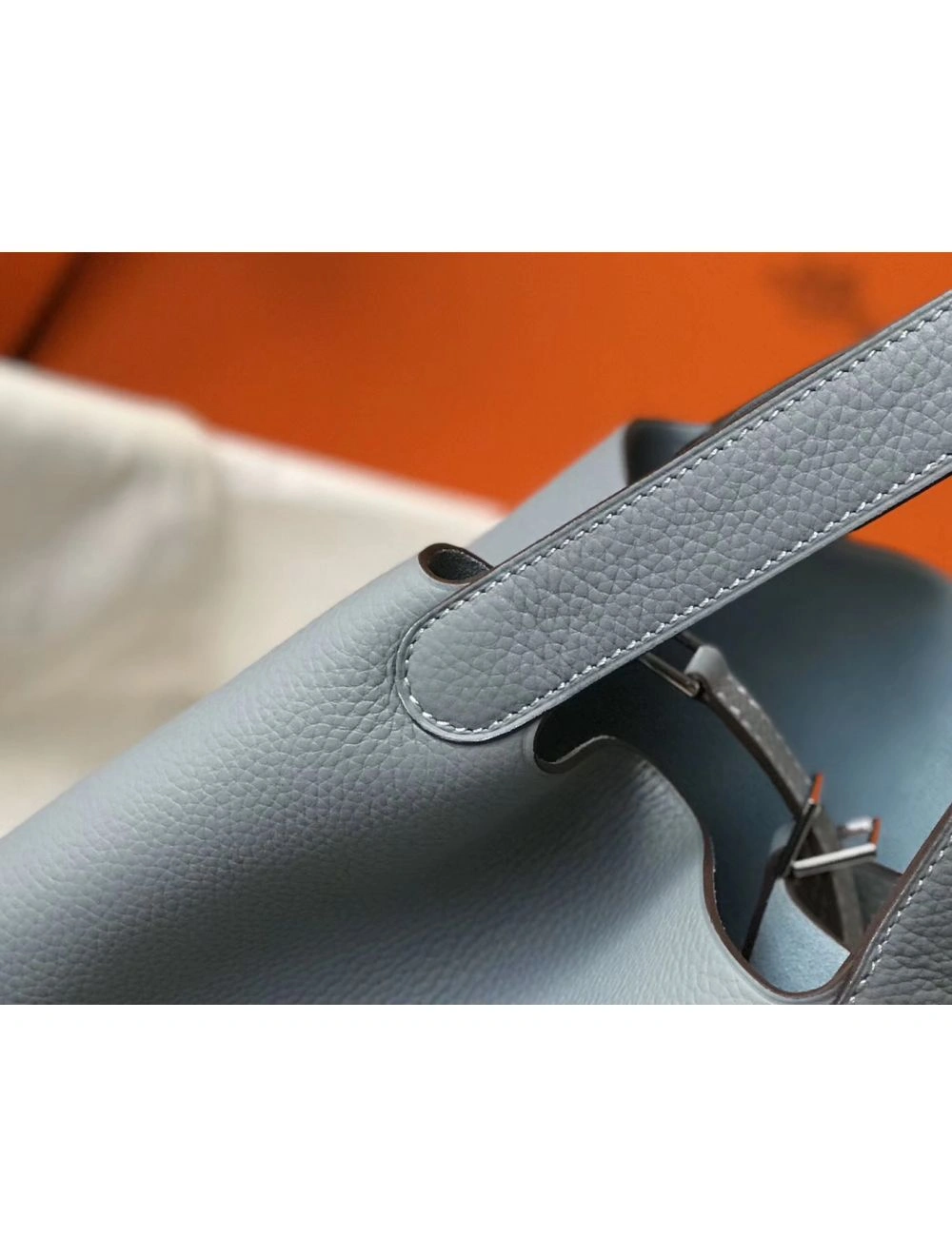 Hermes Picotin Lock 18 Bag In Blue Lin Clemence Leather