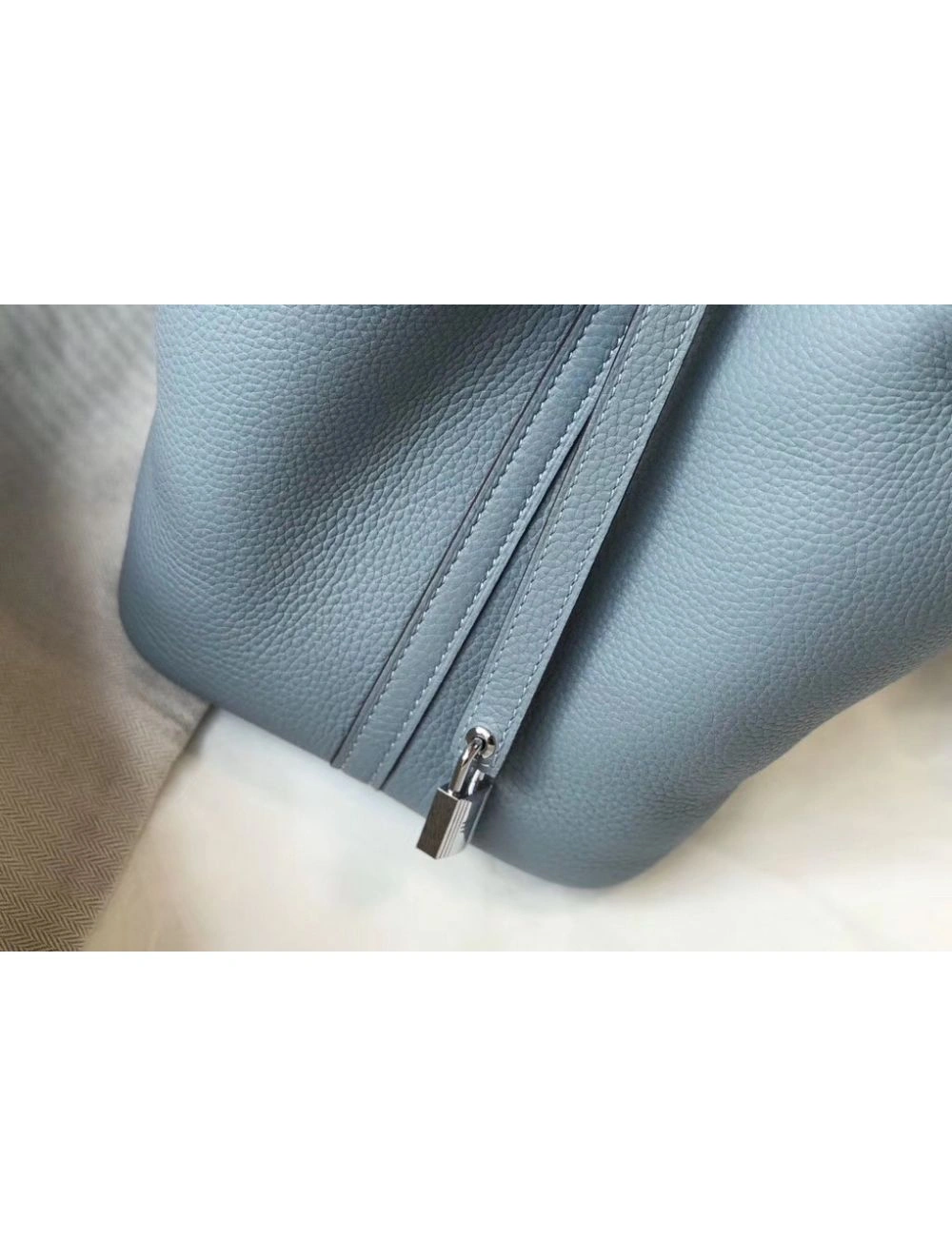Hermes Picotin Lock 18 Bag In Blue Lin Clemence Leather