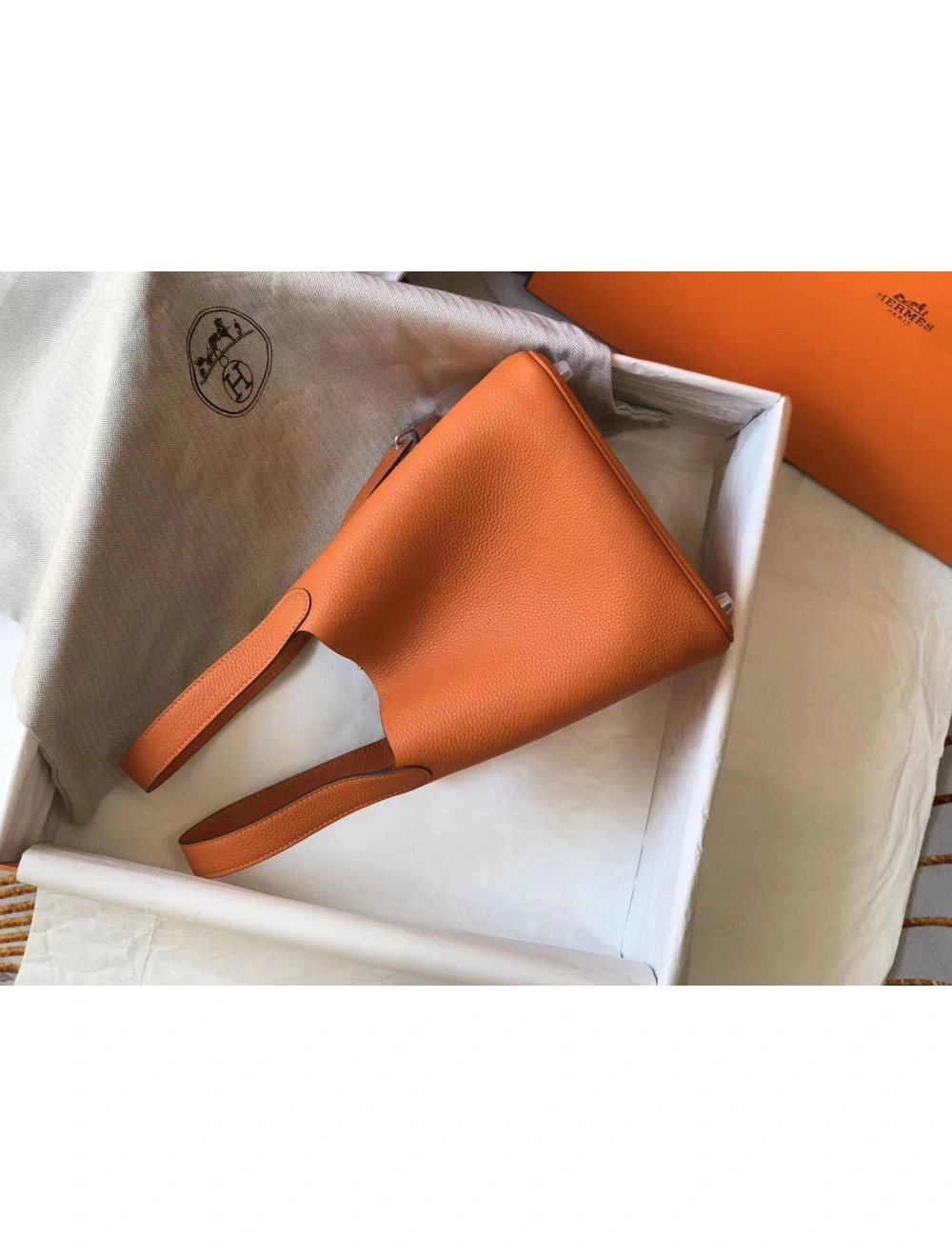 Hermes Picotin Lock 18 Bag In Orange Clemence Leather