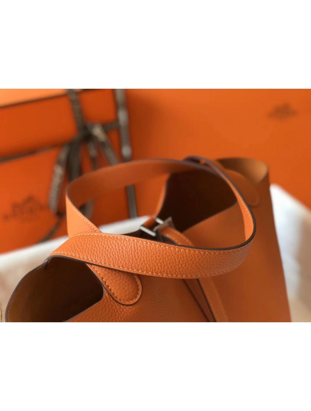 Hermes Picotin Lock 18 Bag In Orange Clemence Leather