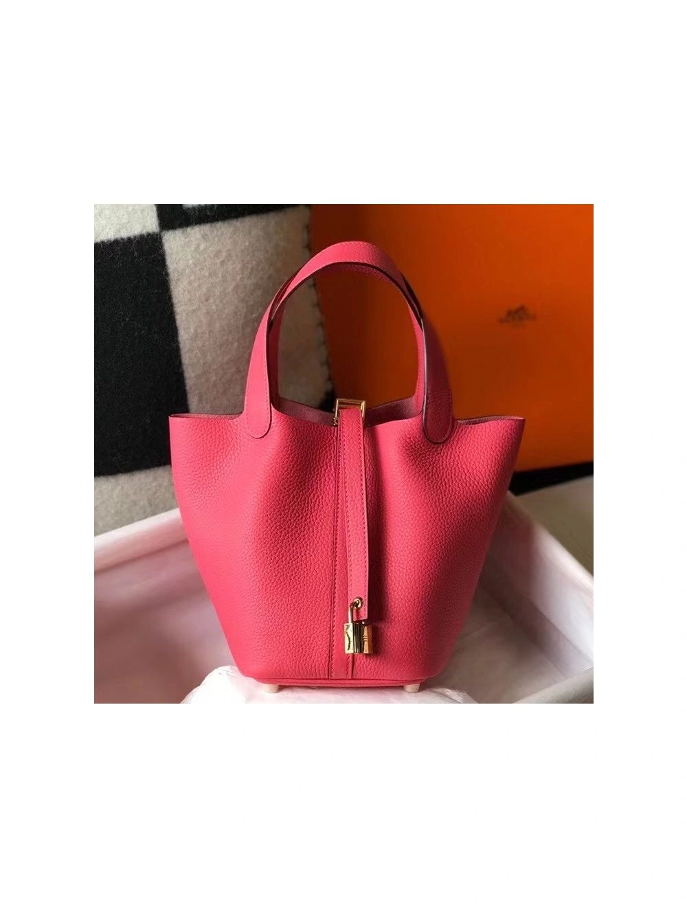 Hermes Picotin Lock 18 Bag In Rose Lipstick Clemence Leather