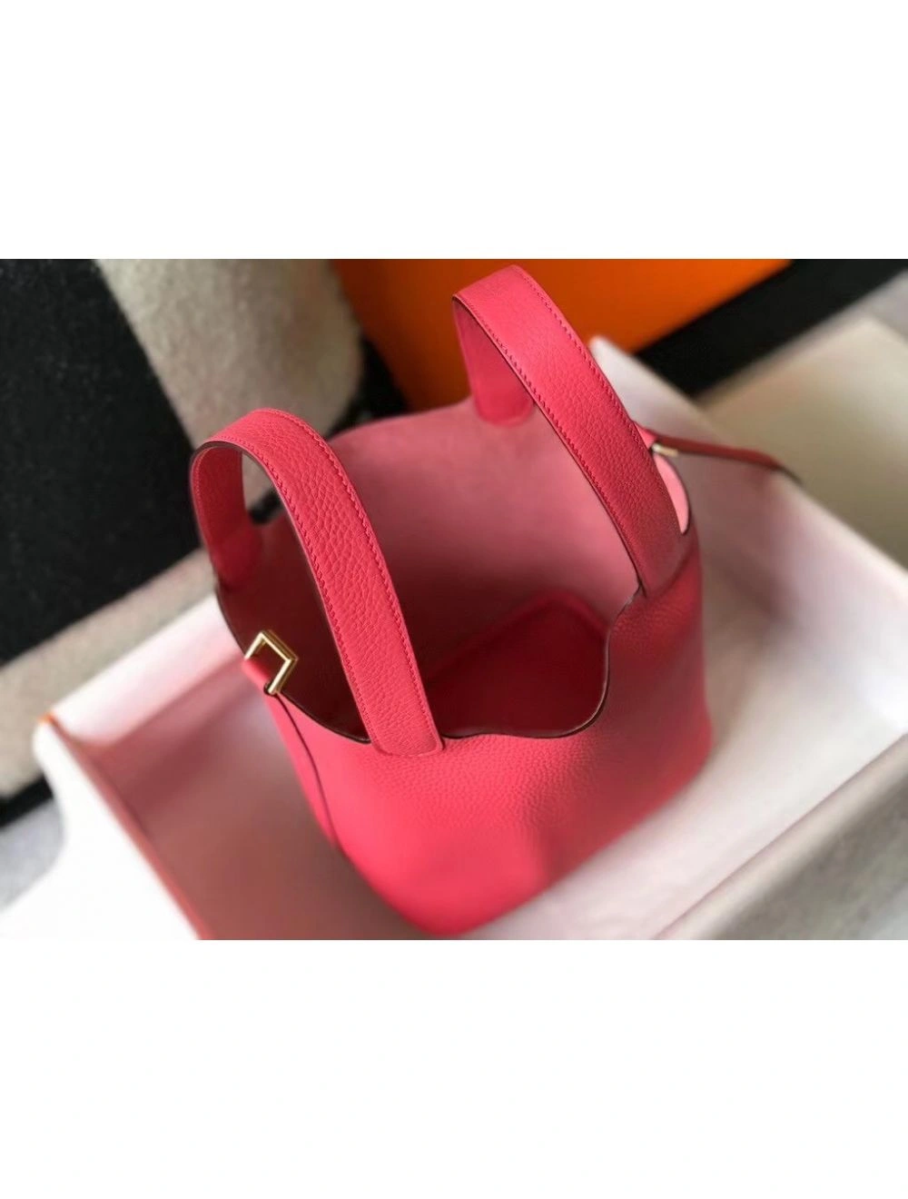 Hermes Picotin Lock 18 Bag In Rose Lipstick Clemence Leather