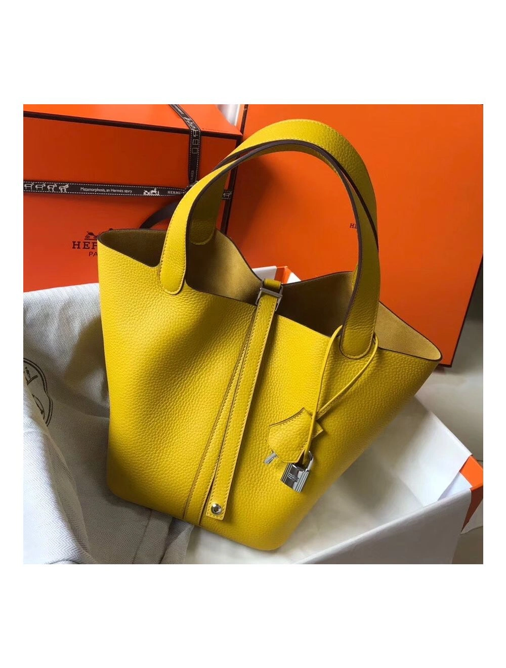 Hermes Picotin Lock 18 Bag In Yellow Clemence Leather