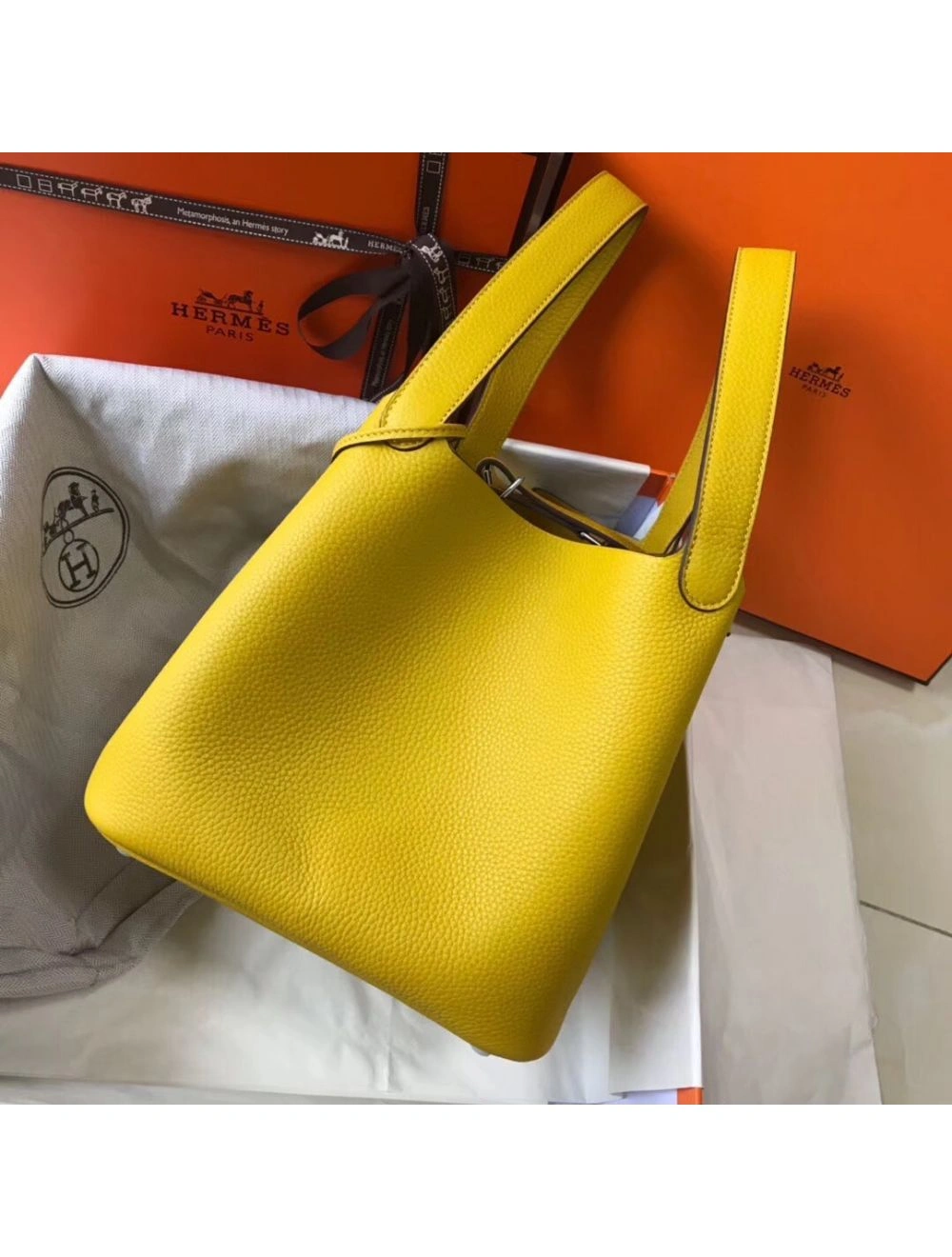 Hermes Picotin Lock 18 Bag In Yellow Clemence Leather