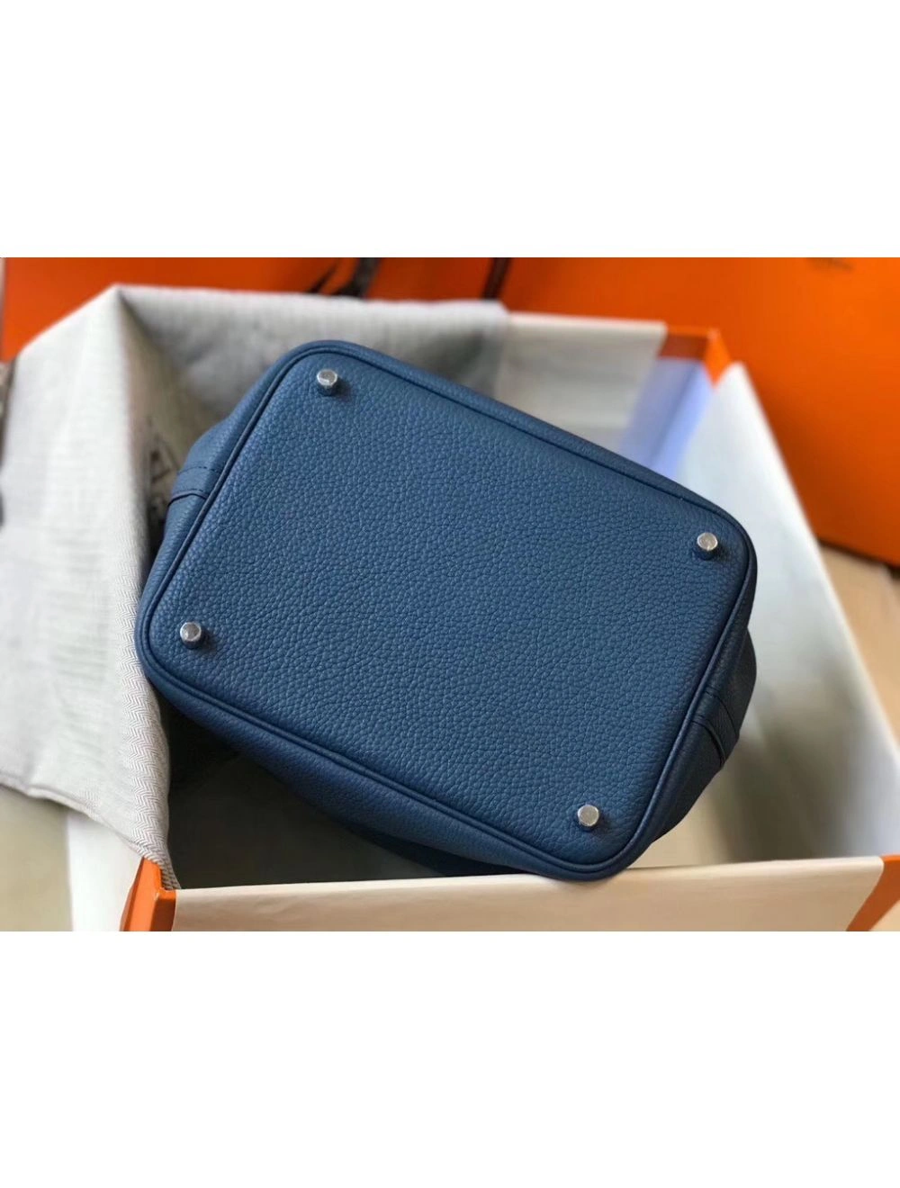 Hermes Picotin Lock 22 Bag In Blue Agate Clemence Leather