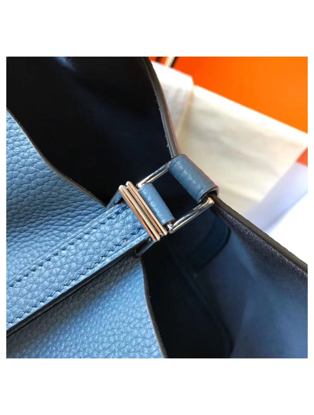 Hermes Picotin Lock 22 Bag In Blue Agate Clemence Leather