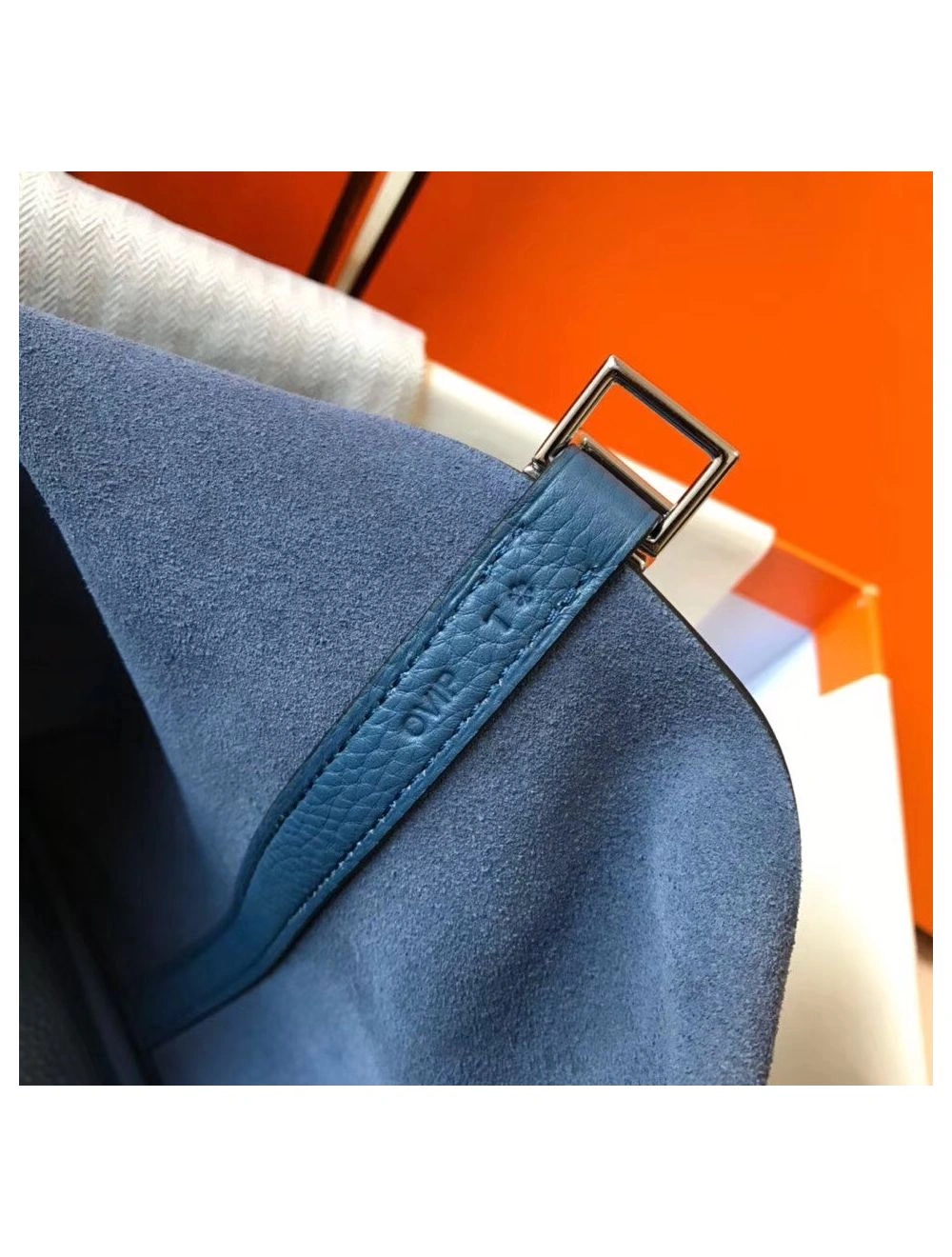 Hermes Picotin Lock 22 Bag In Blue Agate Clemence Leather