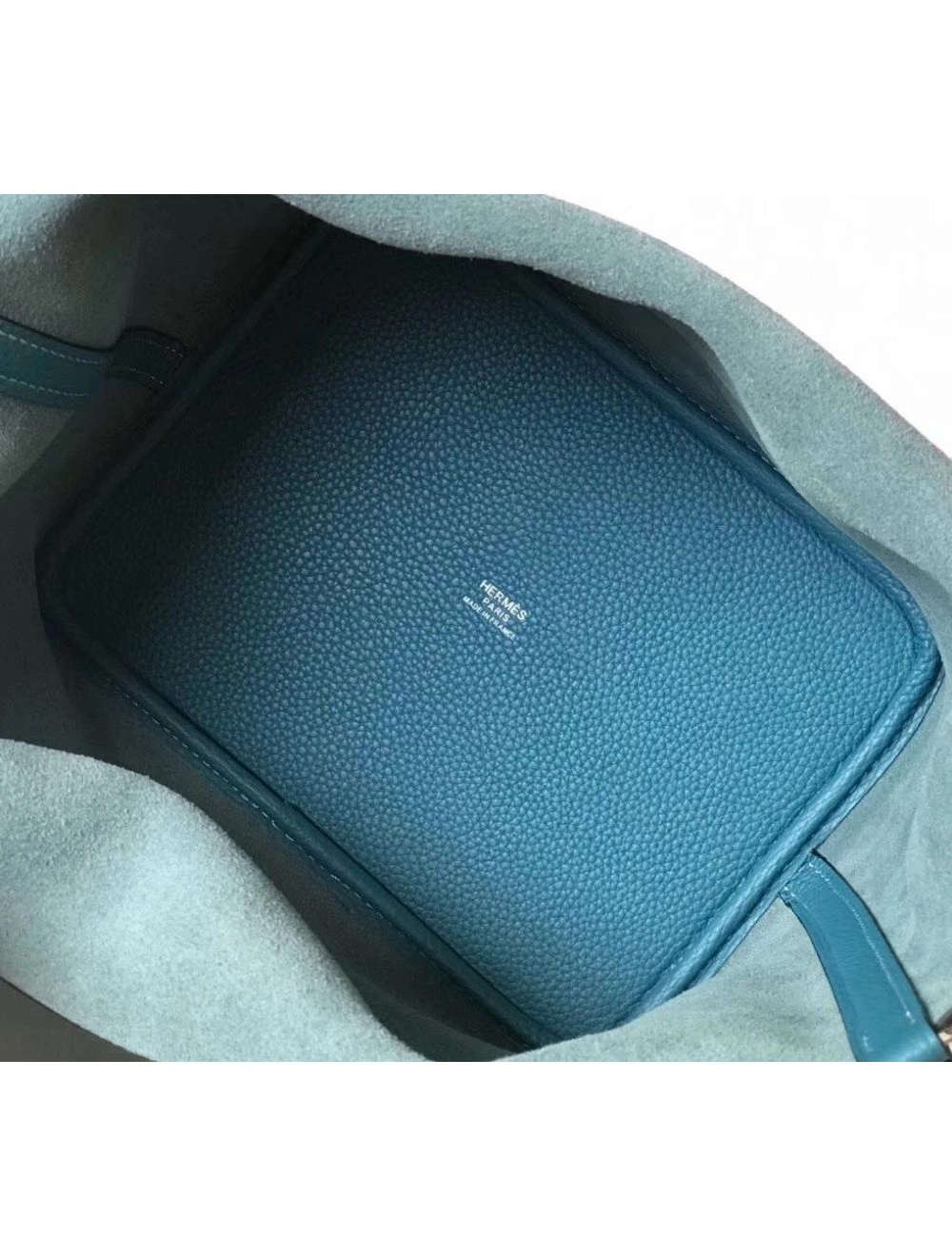 Hermes Picotin Lock 22 Bag In Blue Jean Clemence Leather