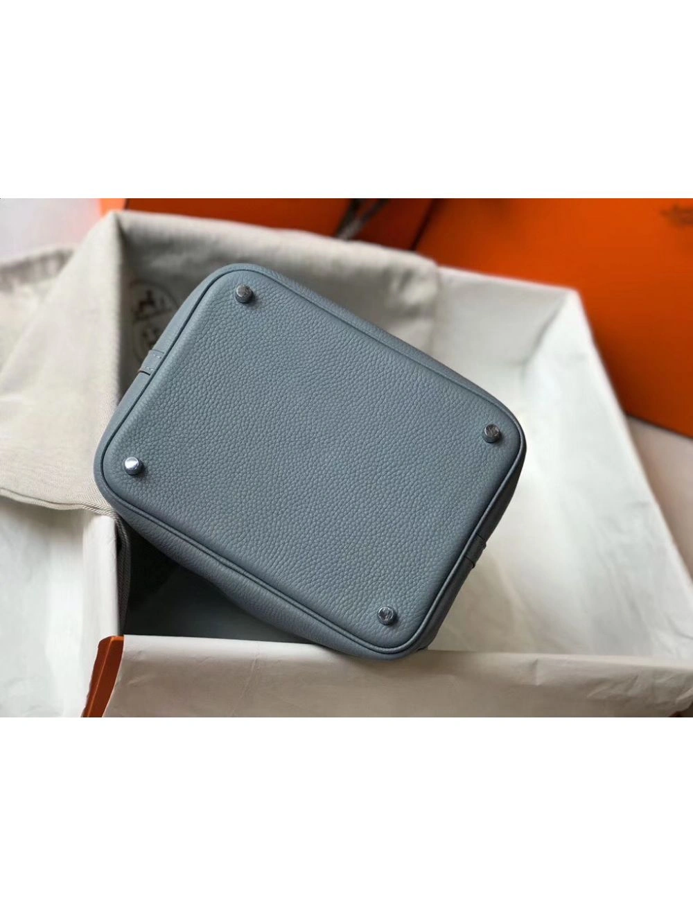 Hermes Picotin Lock 22 Bag In Blue Lin Clemence Leather