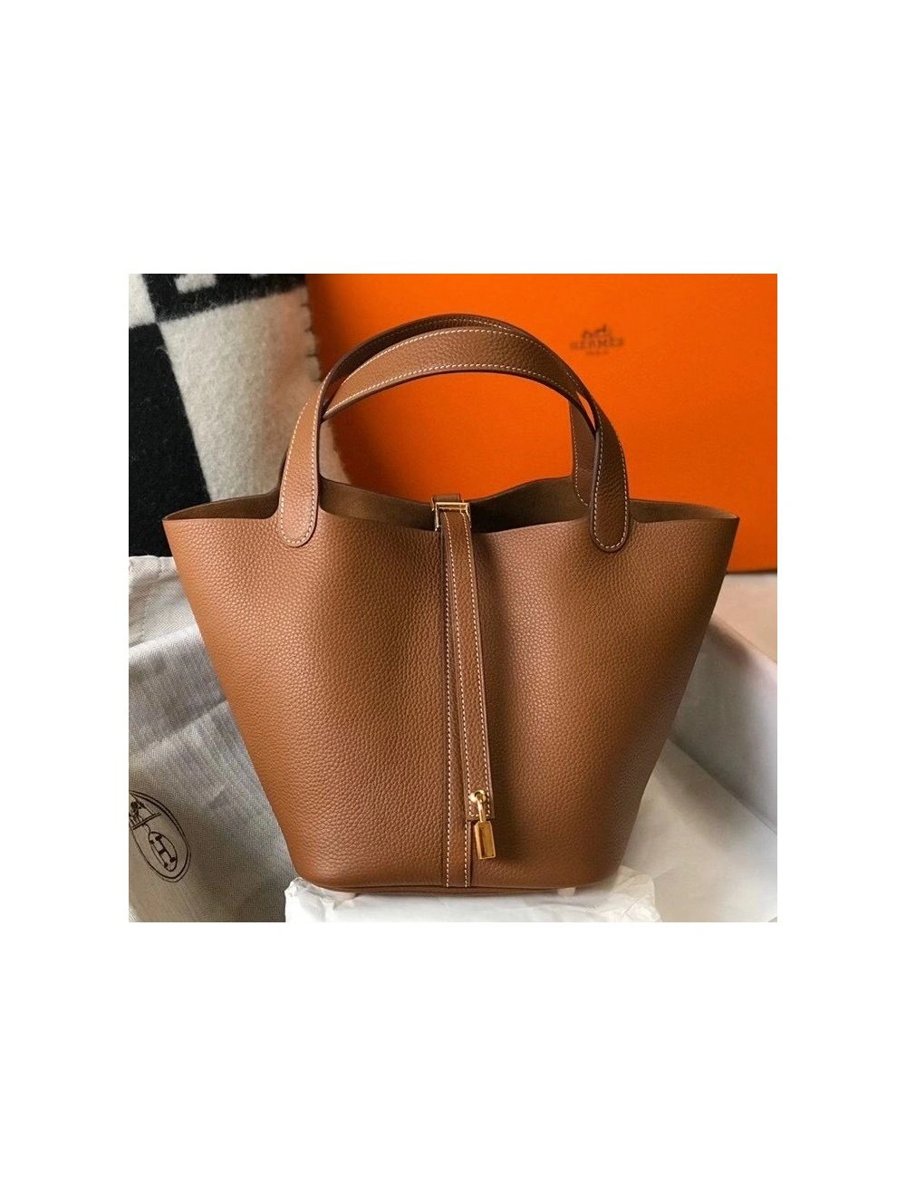 Hermes Picotin Lock 22 Bag In Gold Clemence Leather