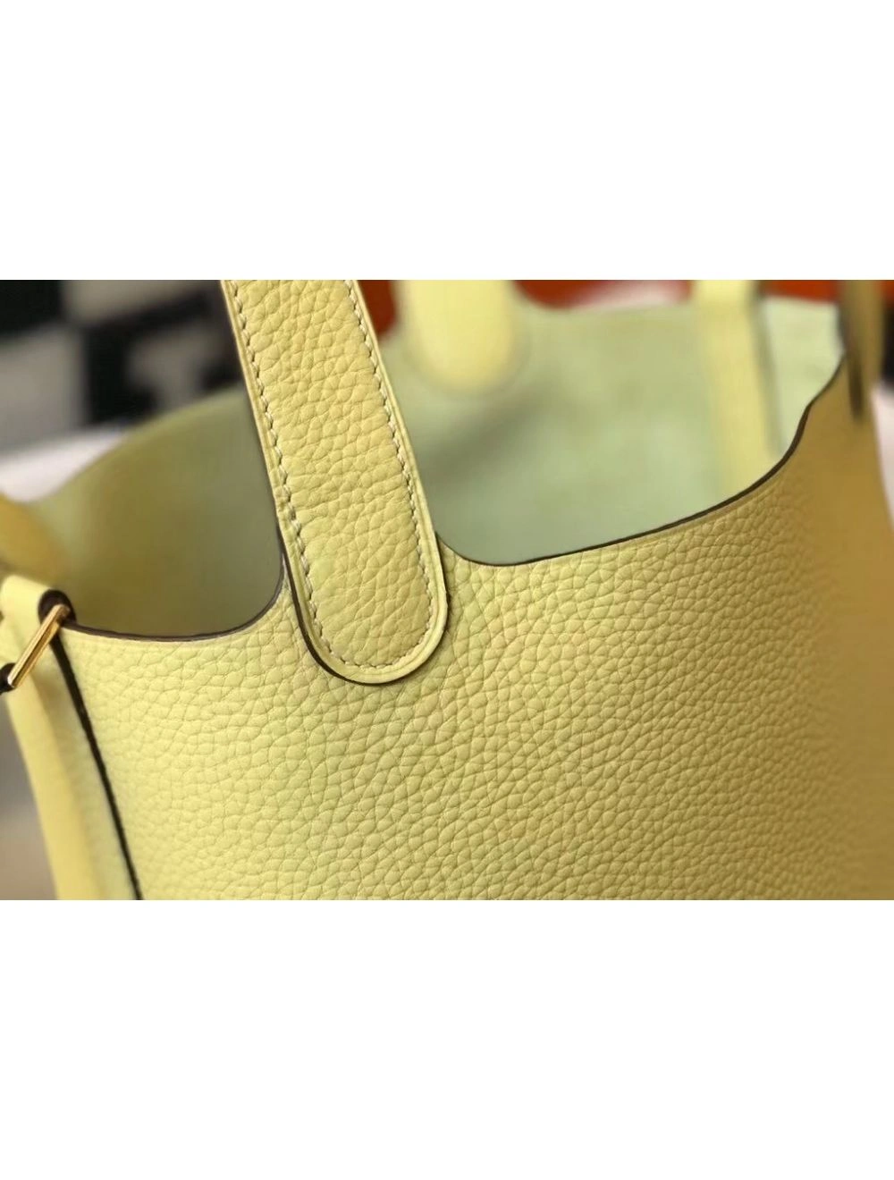 Hermes Picotin Lock 22 Bag In Jaune Poussin Clemence Leather