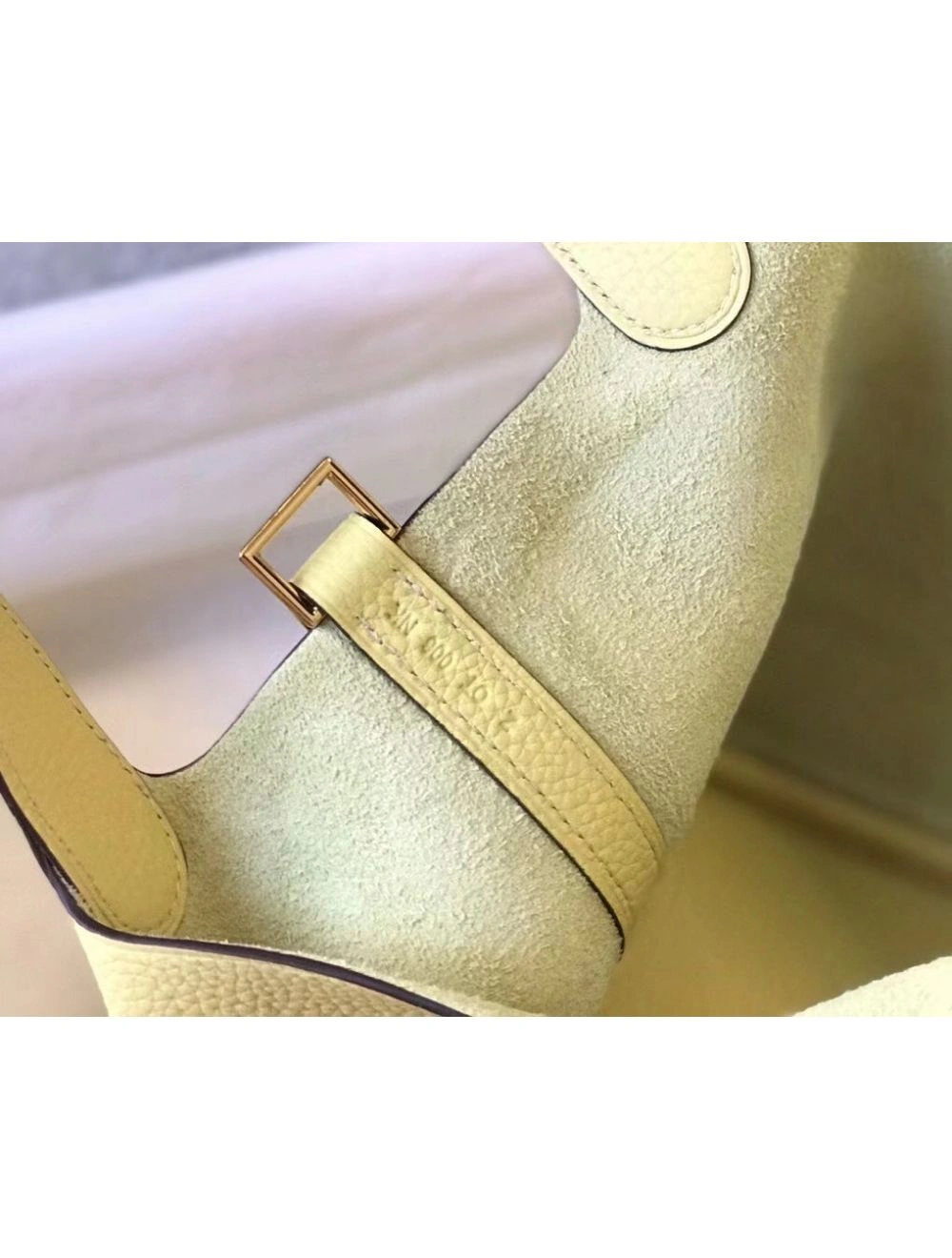 Hermes Picotin Lock 22 Bag In Jaune Poussin Clemence Leather