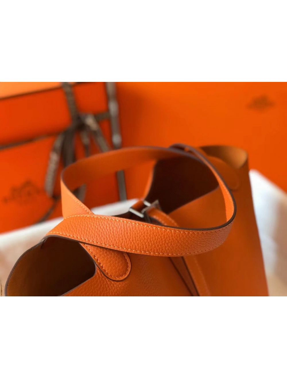 Hermes Picotin Lock 22 Bag In Orange Clemence Leather