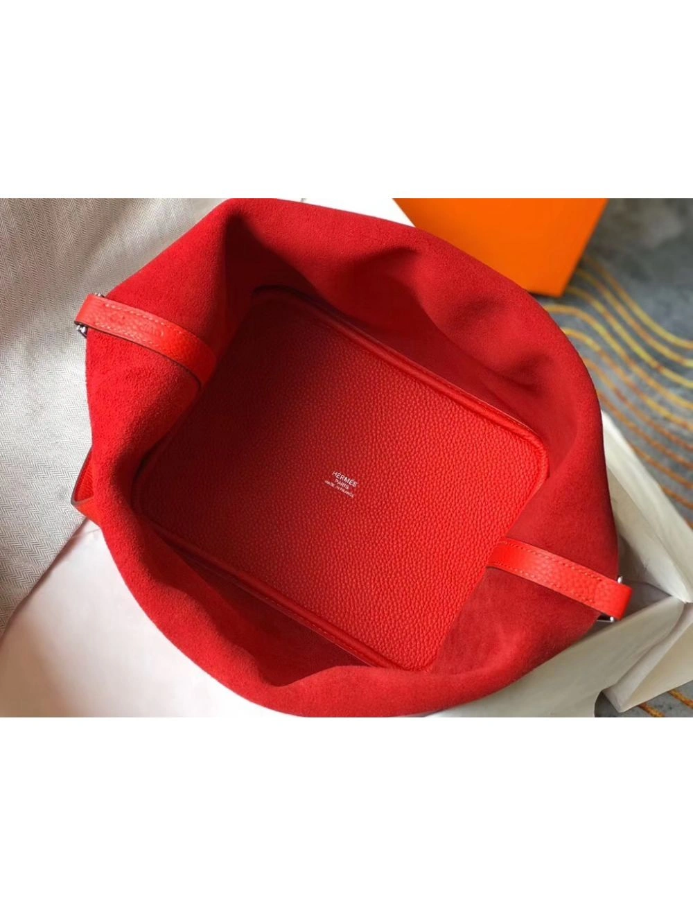 Hermes Picotin Lock 22 Bag In Red Clemence Leather