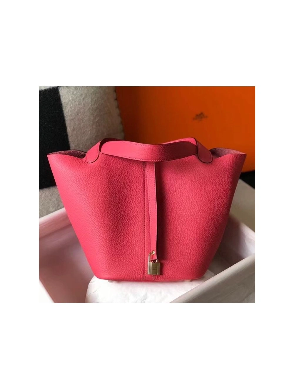 Hermes Picotin Lock 22 Bag In Rose Lipstick Clemence Leather