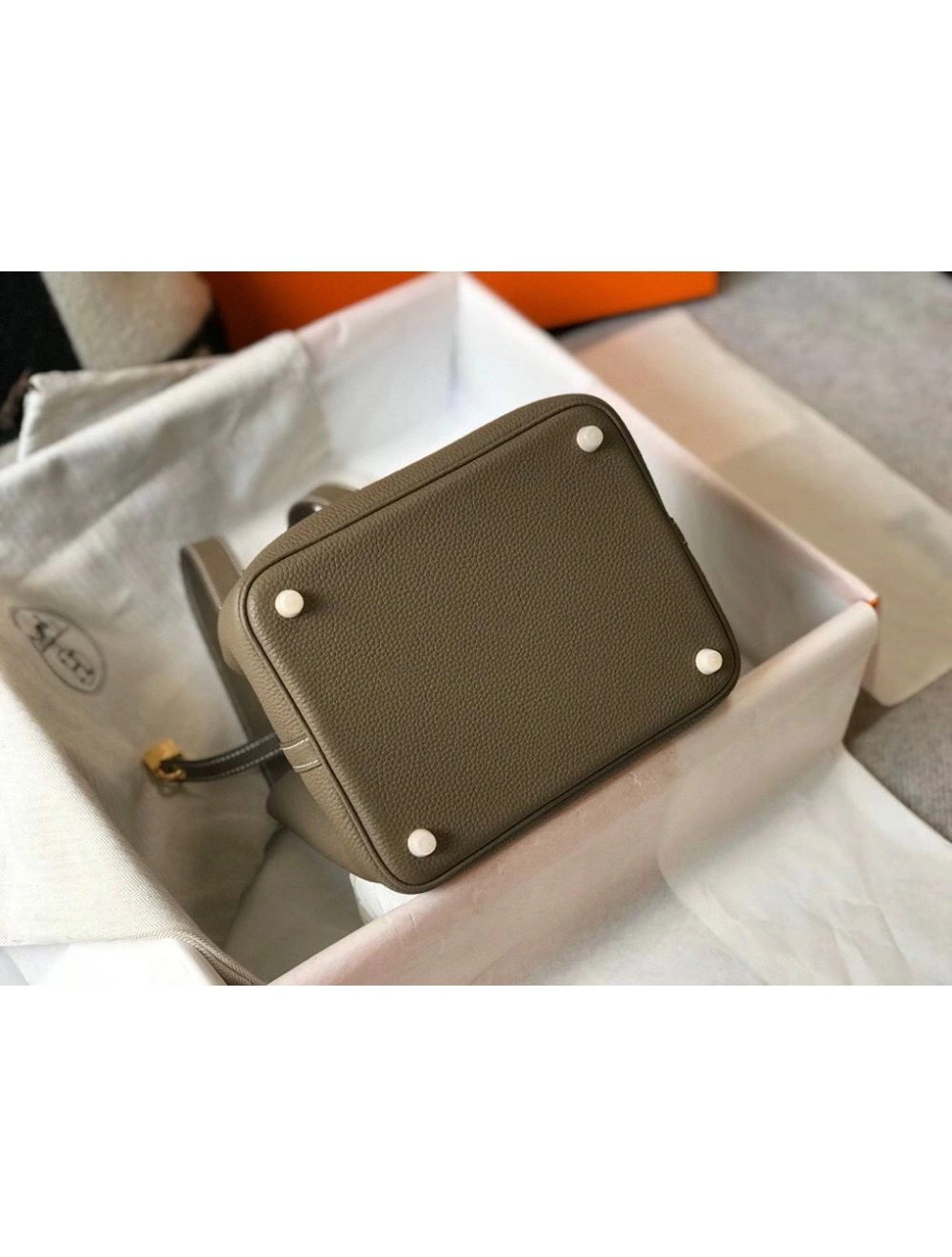 Hermes Picotin Lock 22 Bag In Taupe Clemence Leather