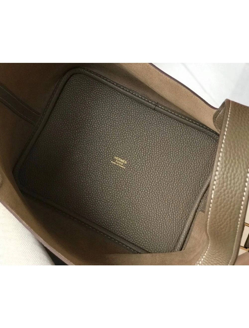 Hermes Picotin Lock 22 Bag In Taupe Clemence Leather