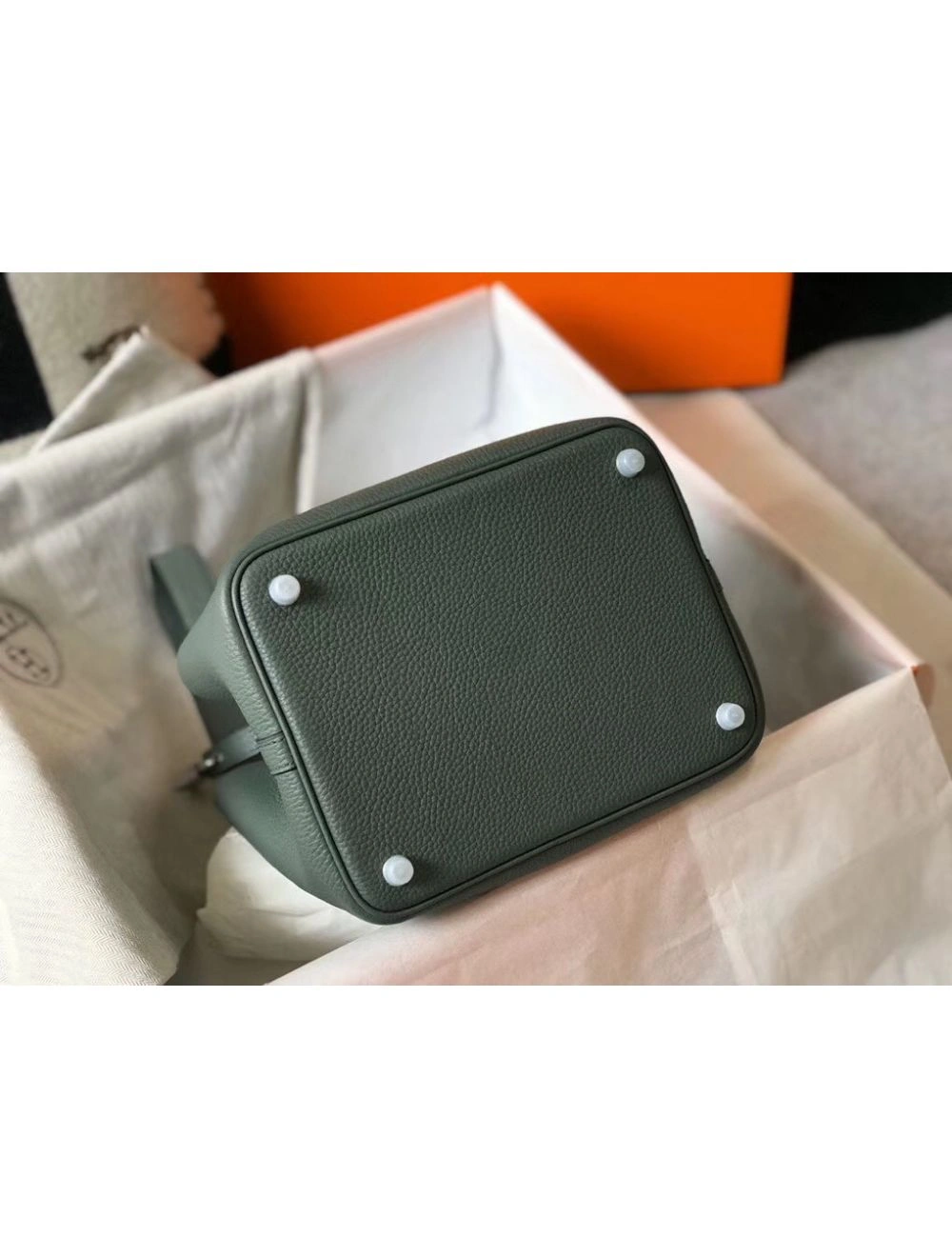 Hermes Picotin Lock 22 Bag In Vert Amande Clemence Leather