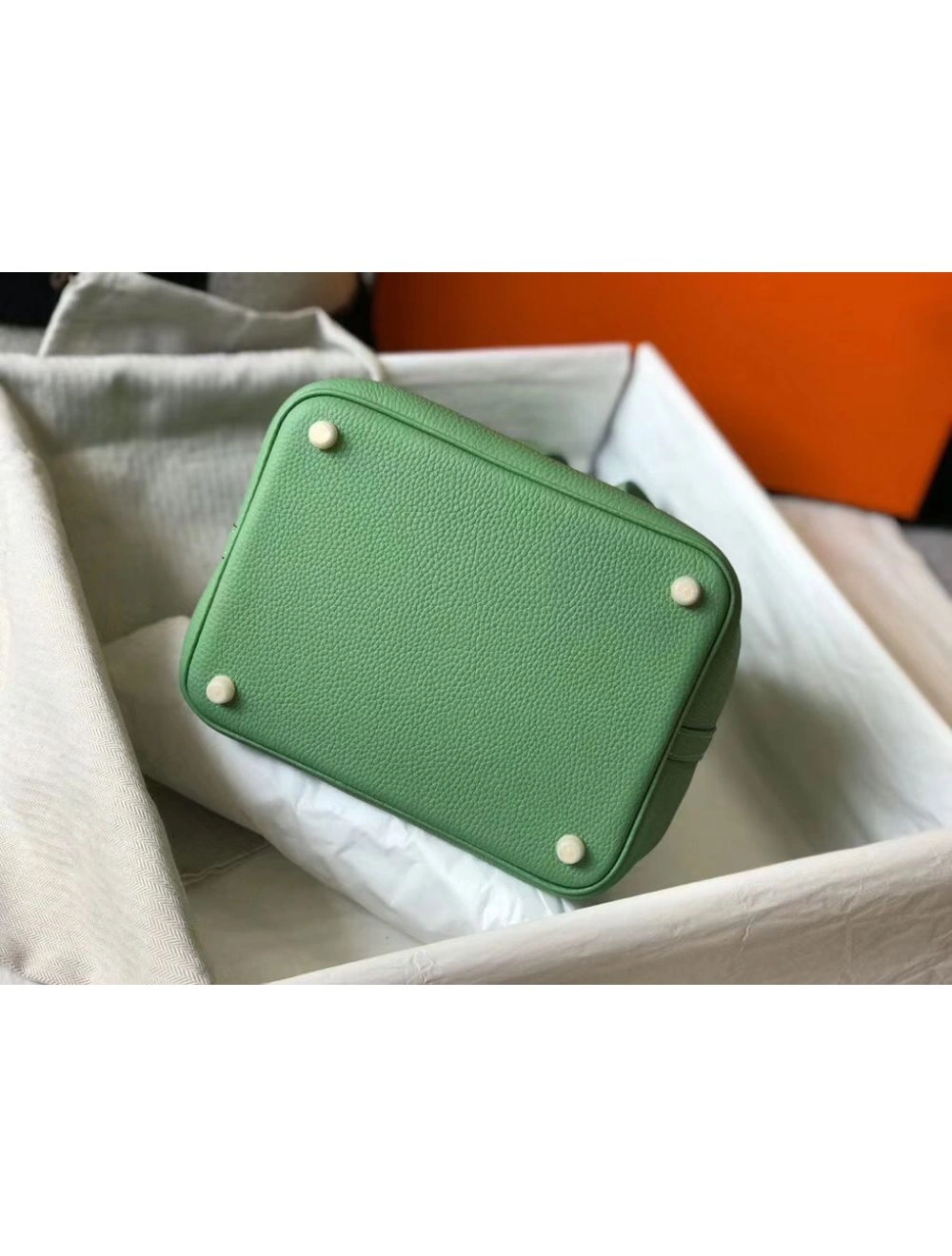 Hermes Picotin Lock 22 Bag In Vert Criquet Clemence Leather