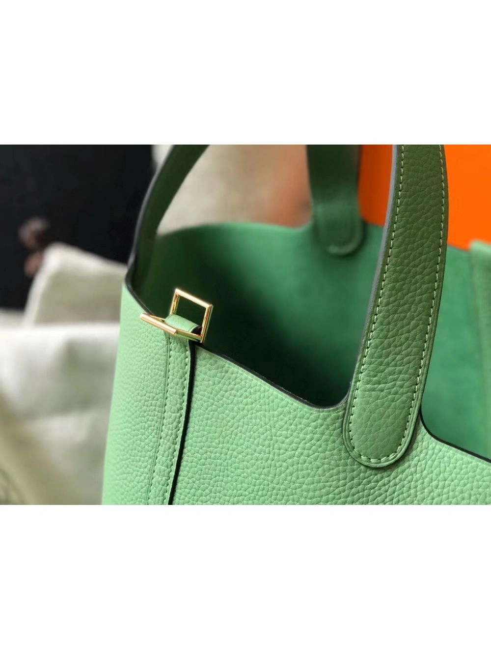 Hermes Picotin Lock 22 Bag In Vert Criquet Clemence Leather