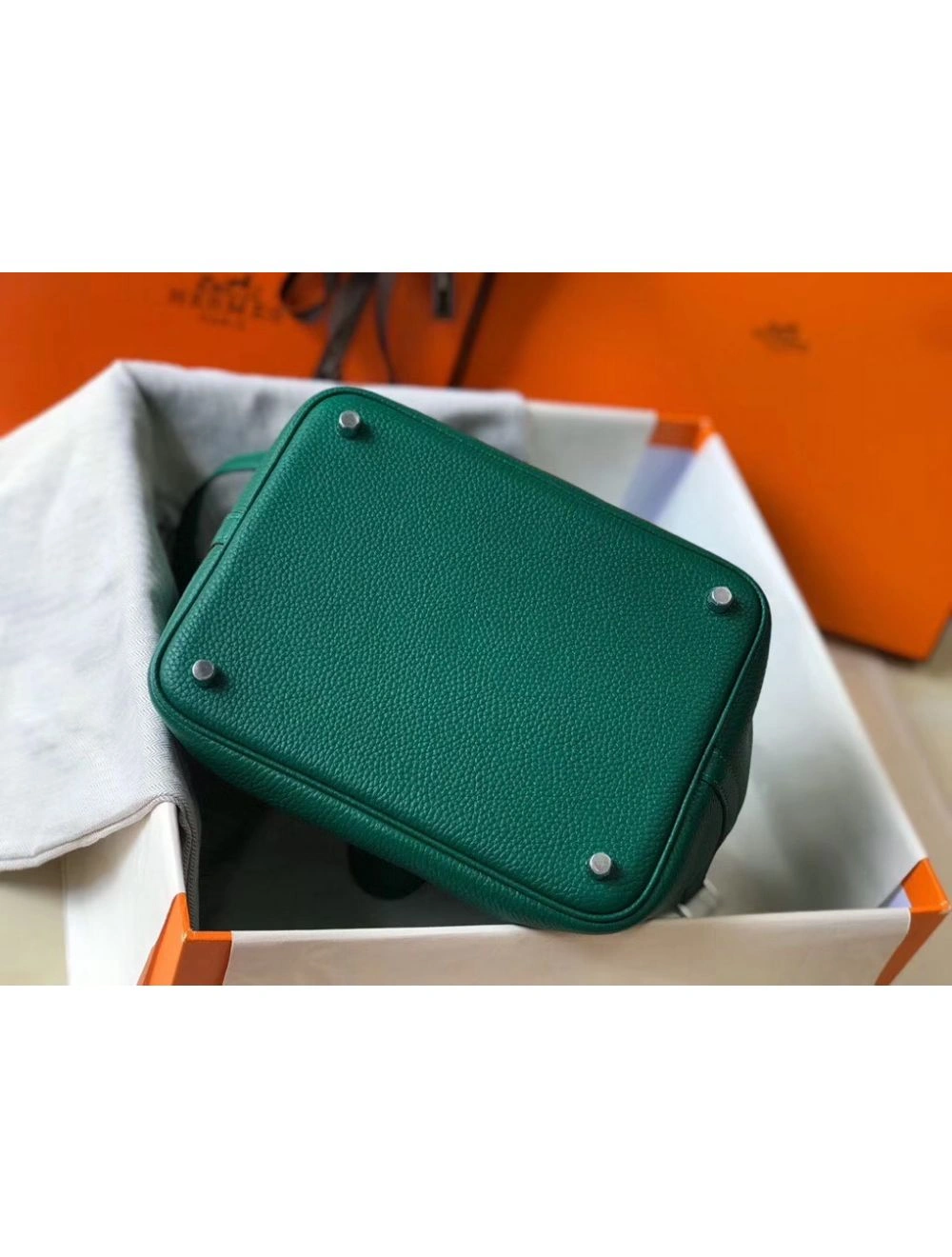 Hermes Picotin Lock 22 Bag In Vert Vertigo Clemence Leather