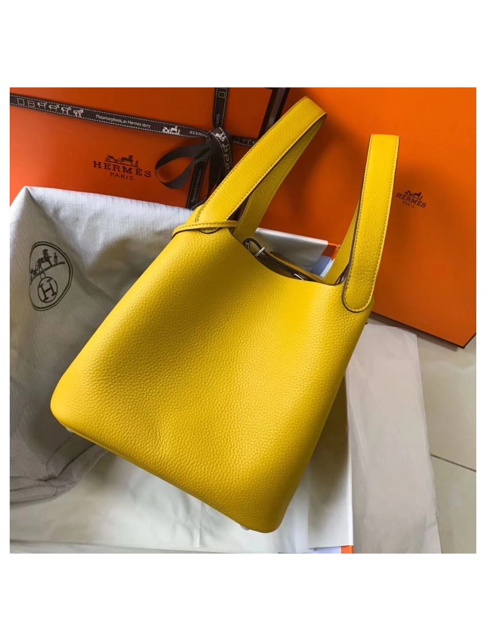 Hermes Picotin Lock 22 Bag In Yellow Clemence Leather