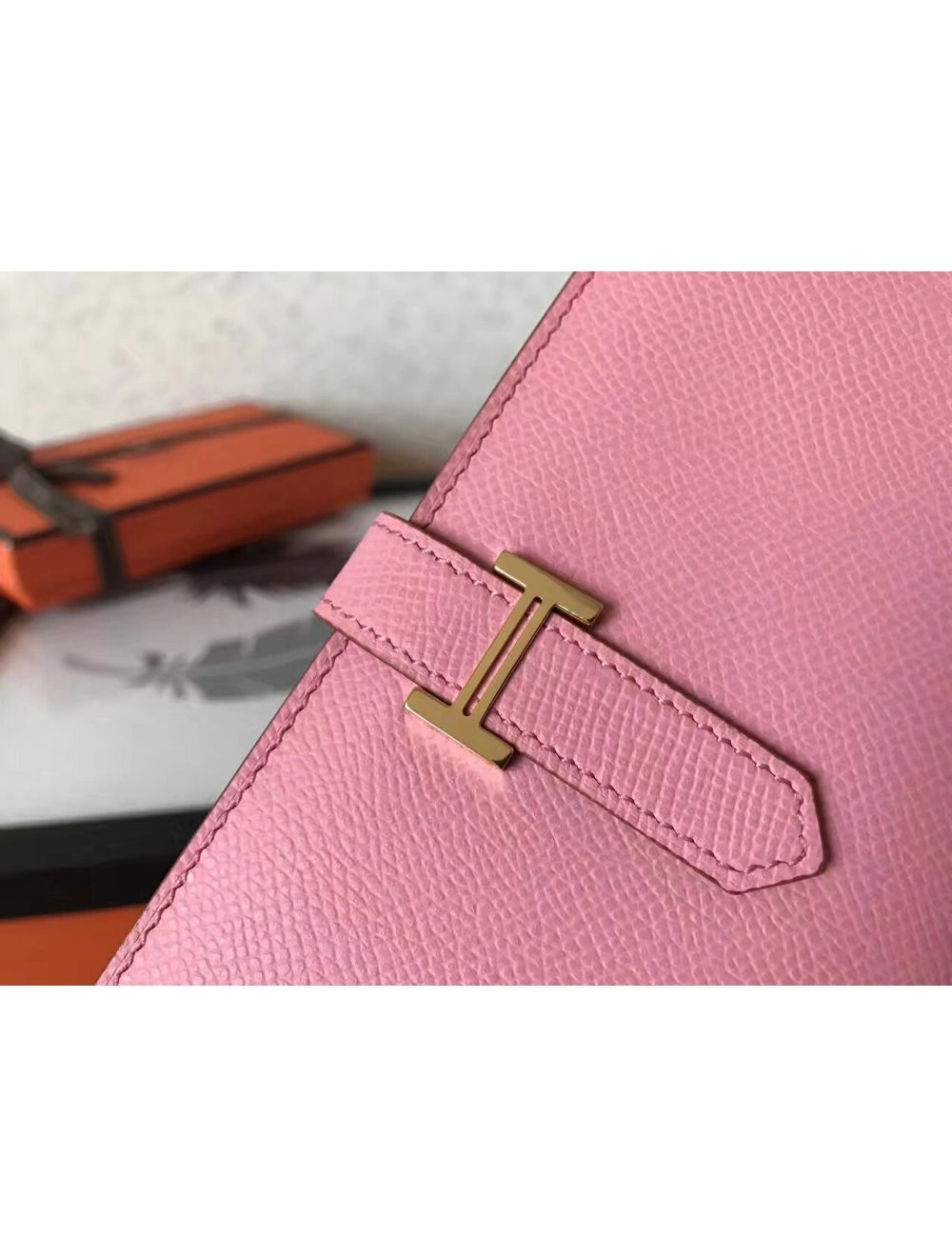 Hermes Pink Epsom Bearn Gusset Wallet
