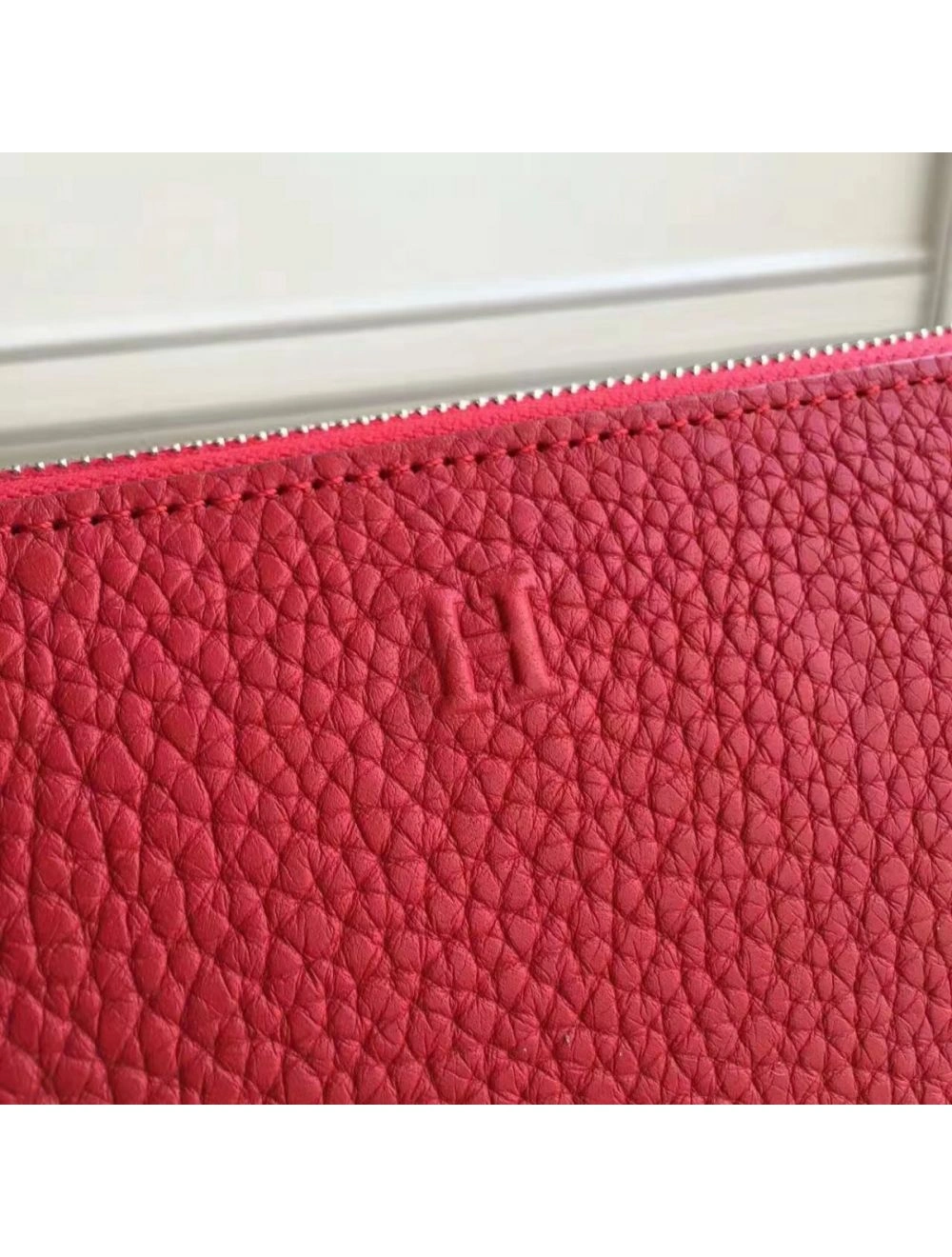 Hermes Red Clemence Azap Zipped Wallet