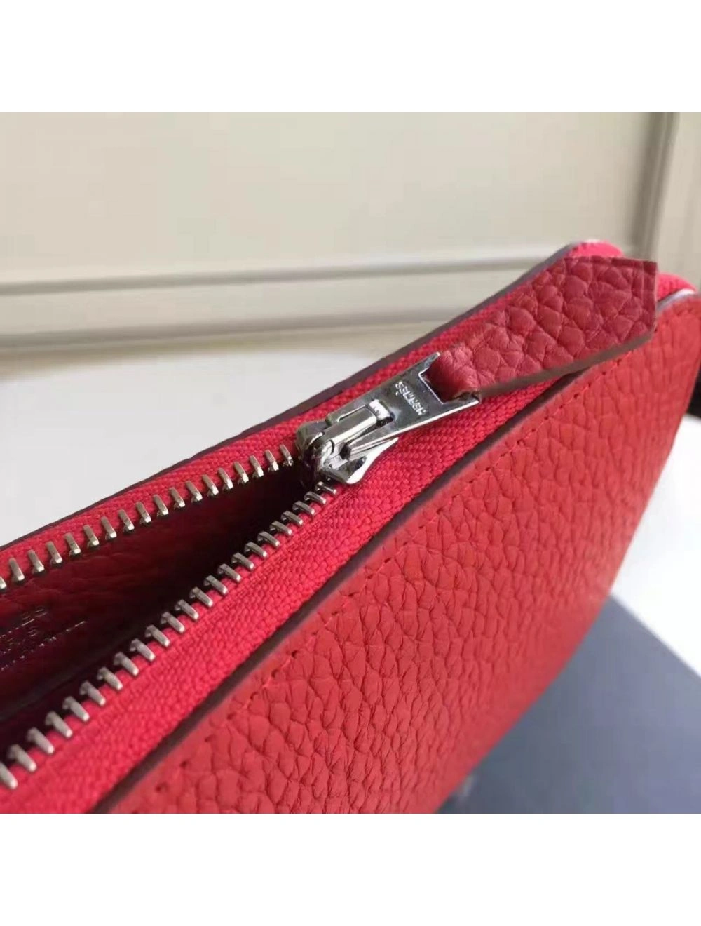 Hermes Red Clemence Azap Zipped Wallet