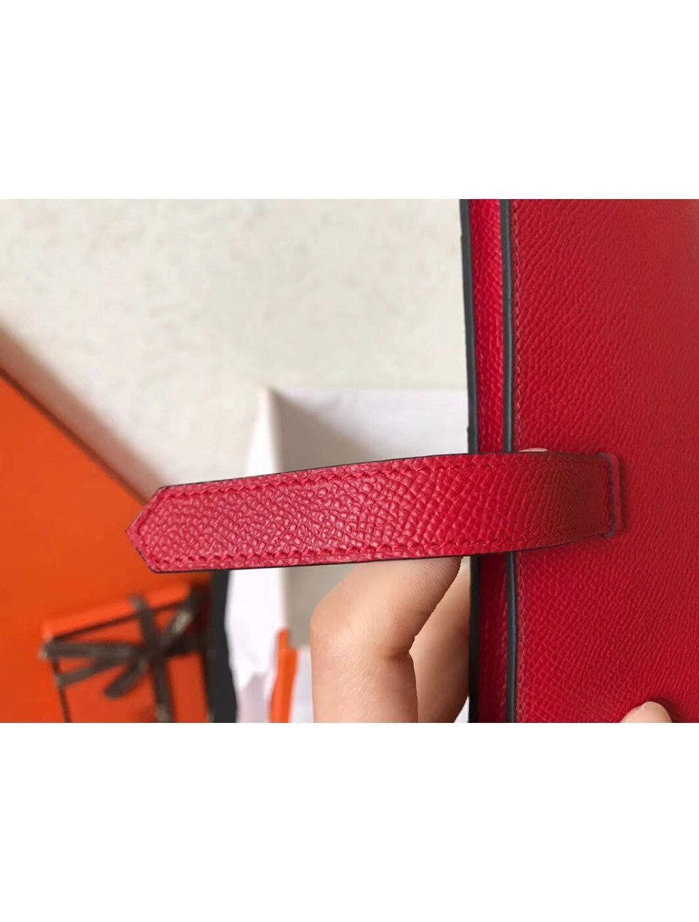 Hermes Red Epsom Bearn Gusset Wallet