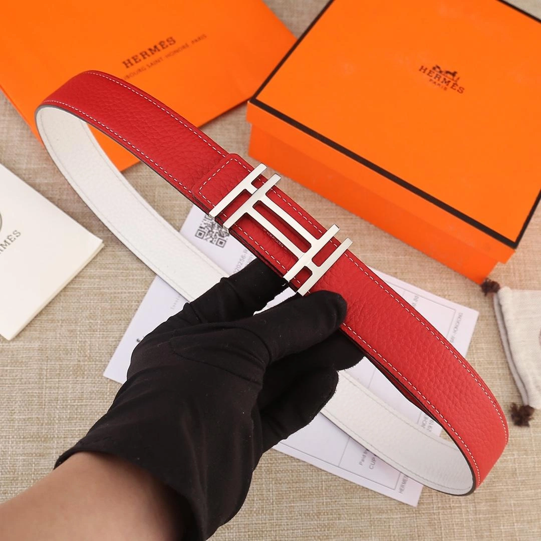 Hermes Reversible Leather Men Belt Width 3.2cm 053