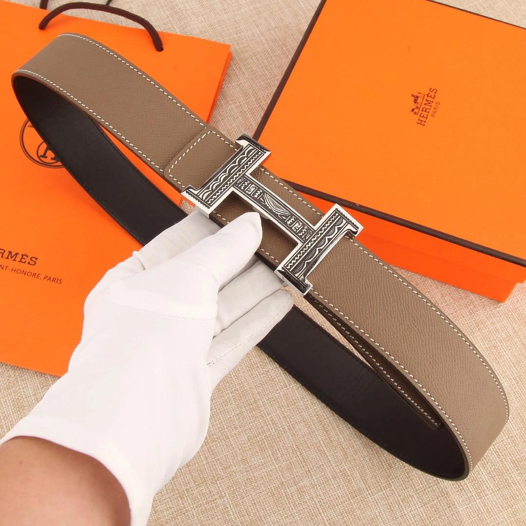 Hermes Reversible Leather Men Belt Width 3.8cm 051