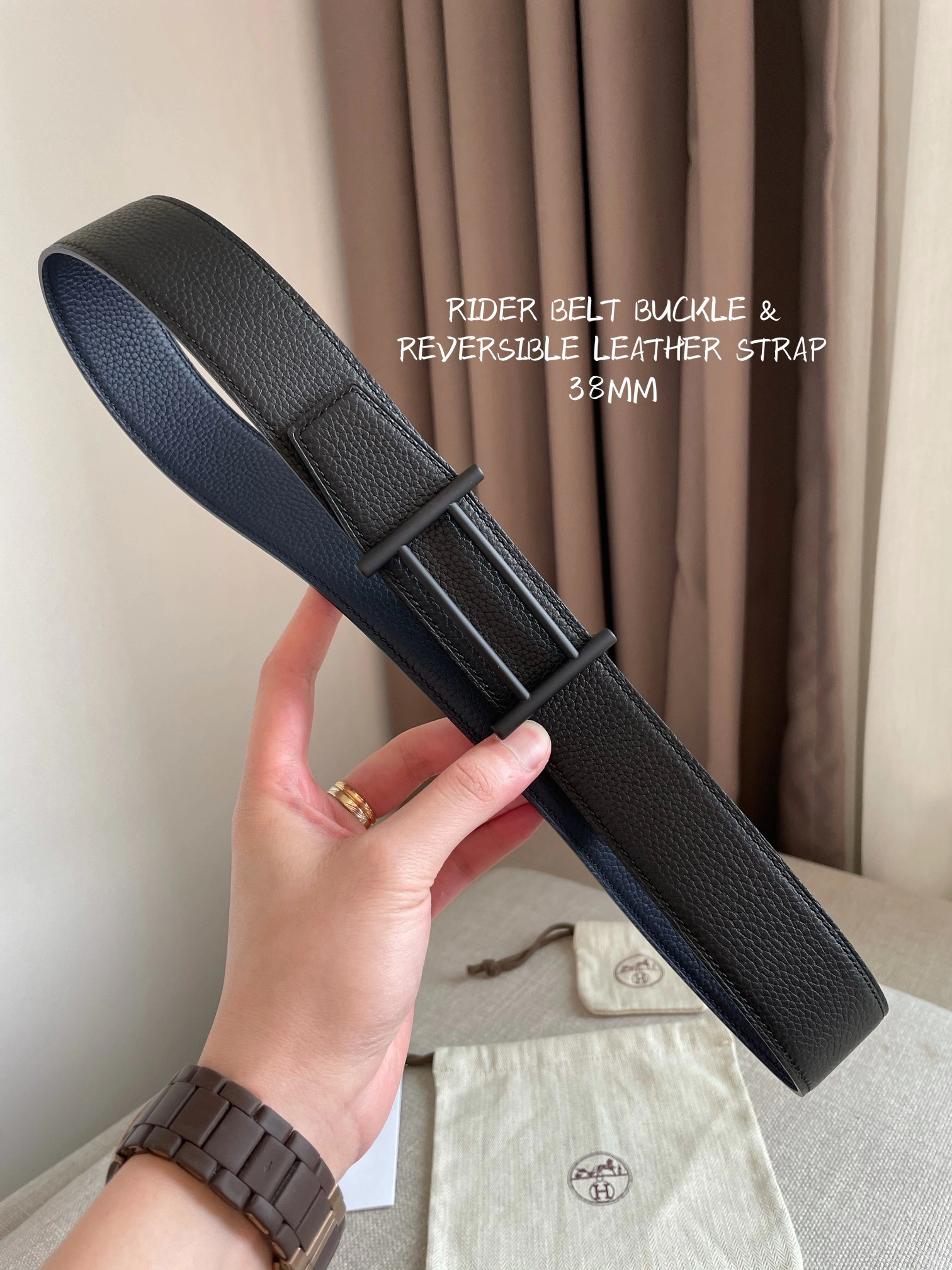 Hermes Reversible Leather Men Belt Width 3.8cm 080