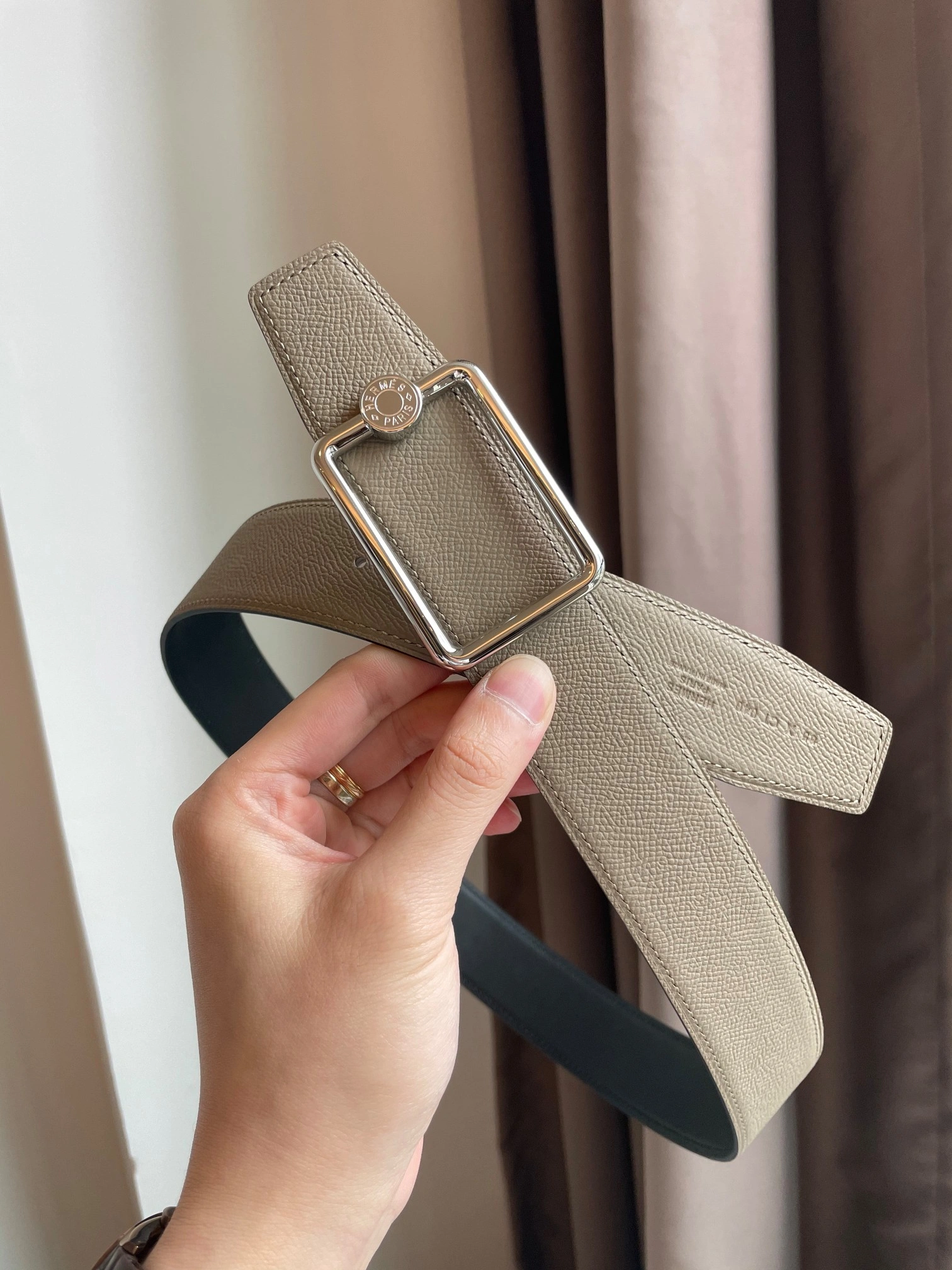 Hermes Reversible Leather Men Belt Width 3.8cm 081