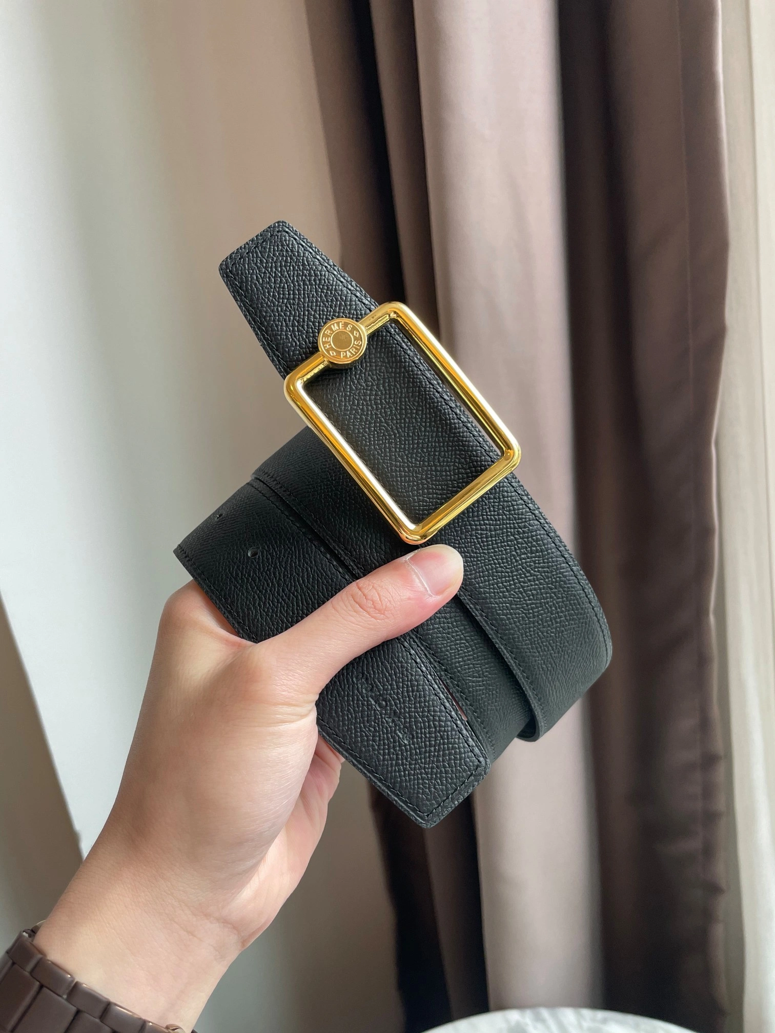 Hermes Reversible Leather Men Belt Width 3.8cm 082