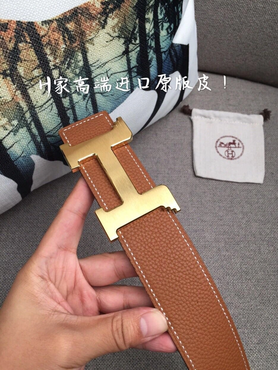 Hermes Reversible Leather Men Belt Width 4cm 057