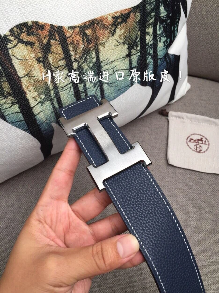 Hermes Reversible Leather Men Belt Width 4cm 059