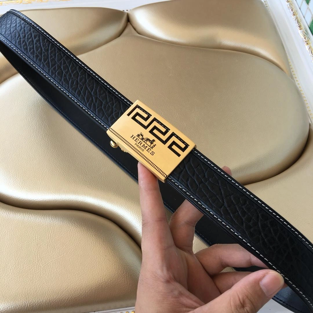 Hermes Reversible Leather Men Belt With Gold Buckle 029