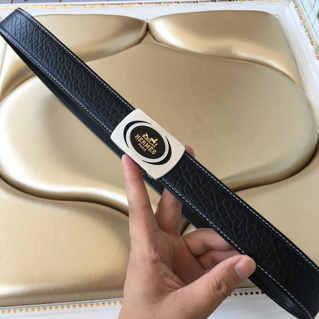 Hermes Reversible Leather Men Belt With Silver Buckle 027