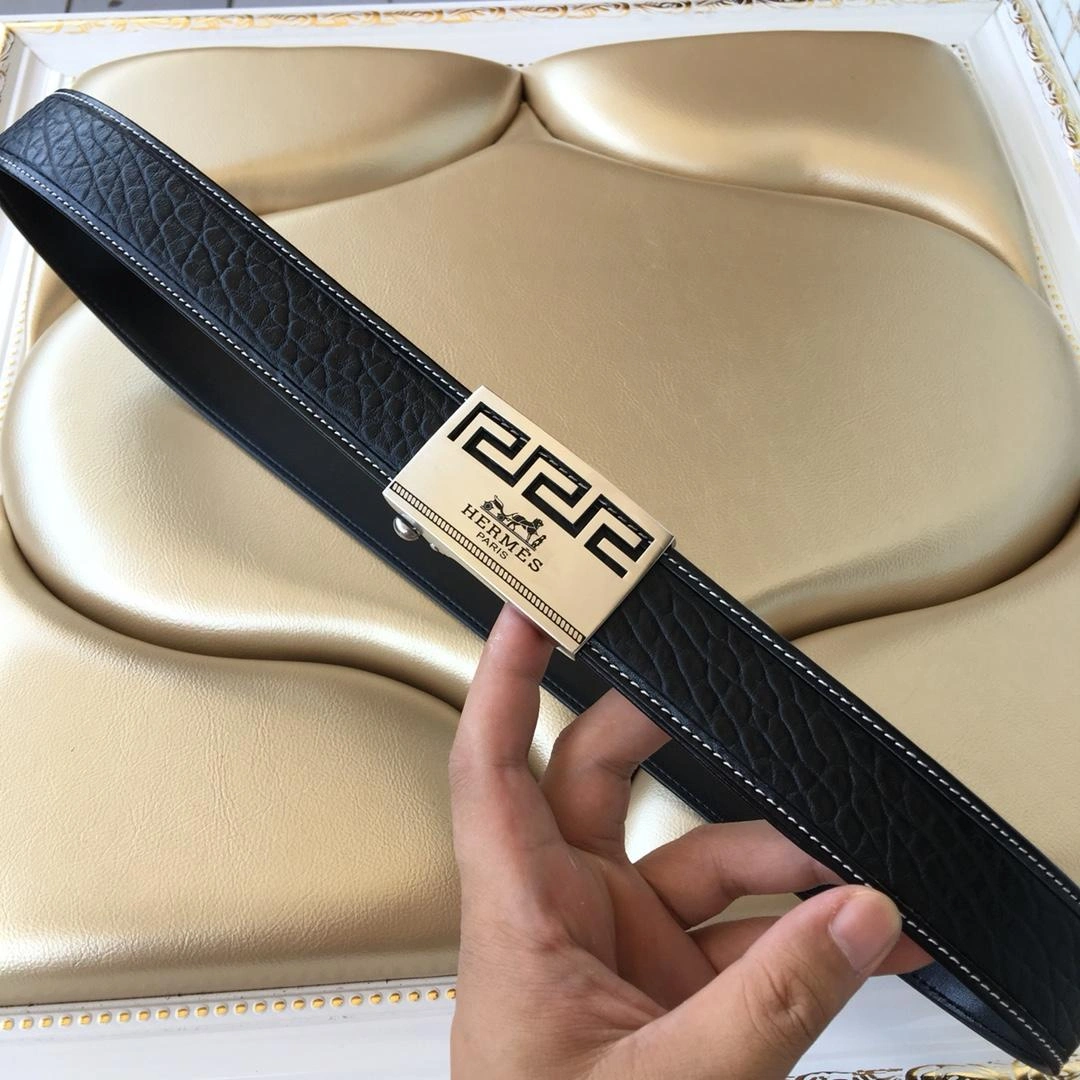 Hermes Reversible Leather Men Belt With Silver Buckle 028