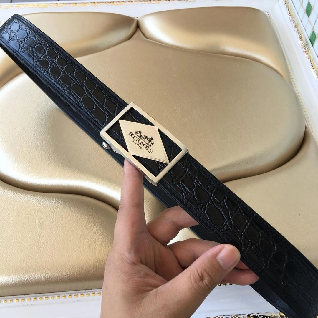 Hermes Reversible Leather Men Belt With Silver Buckle 031