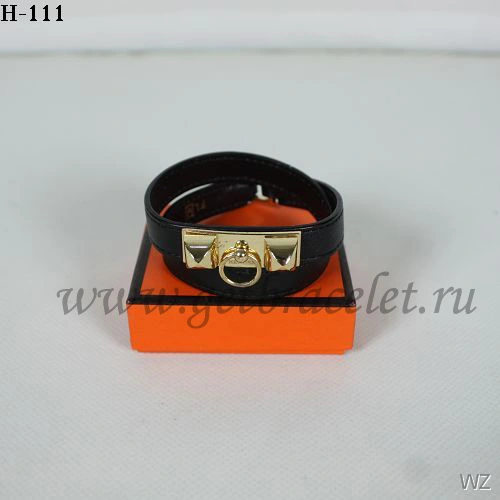 Hermes Rivale Double Wrap Bracelet Black Gold