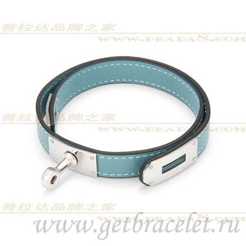 Hermes Rivale Double Wrap Bracelet Blue Silver