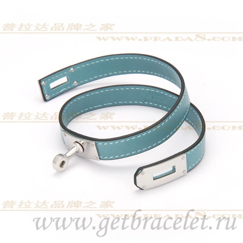 Hermes Rivale Double Wrap Bracelet Blue Silver
