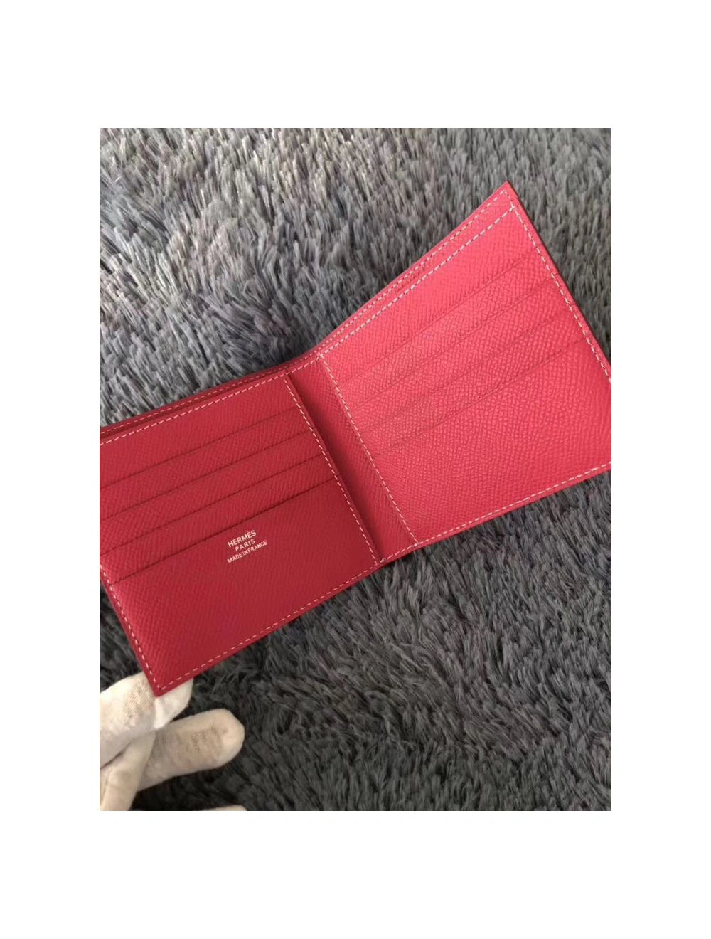 Hermes Rose Red MC2 Copernic Compact Wallet
