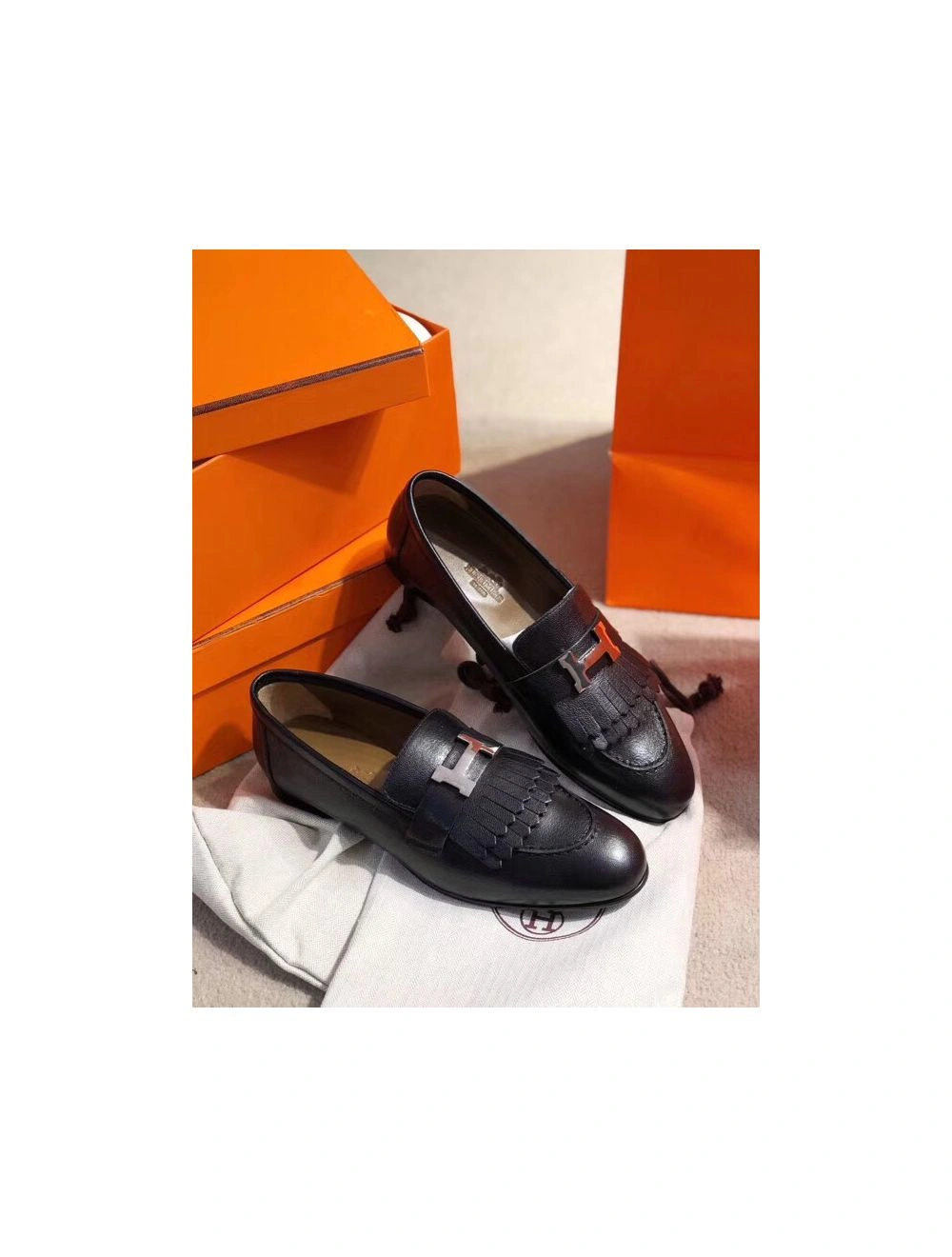 Hermes Royal Loafers In Black Calfksin