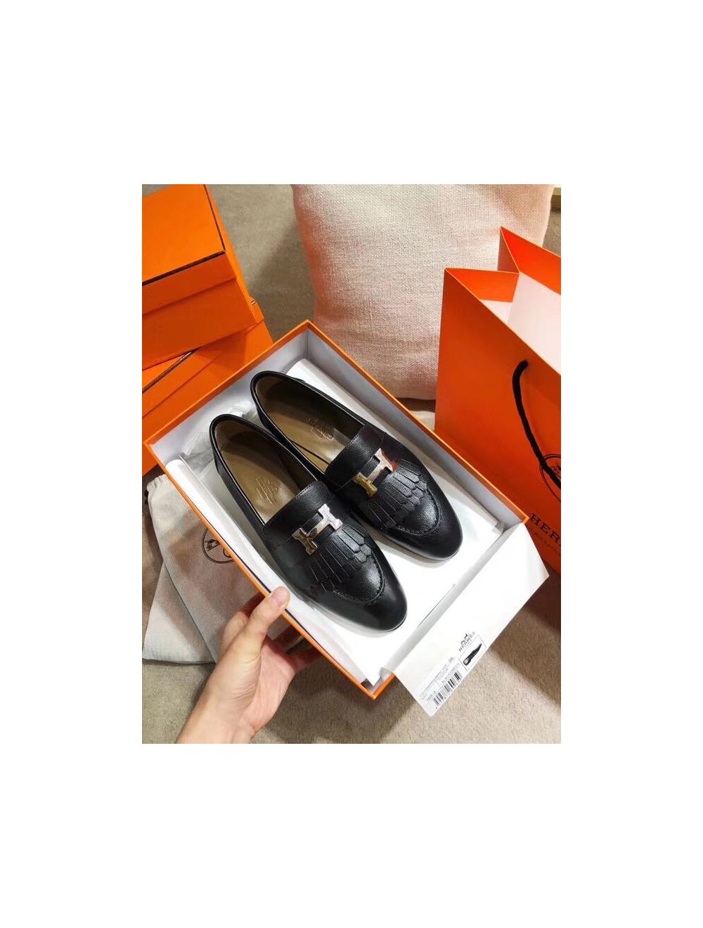 Hermes Royal Loafers In Black Calfksin