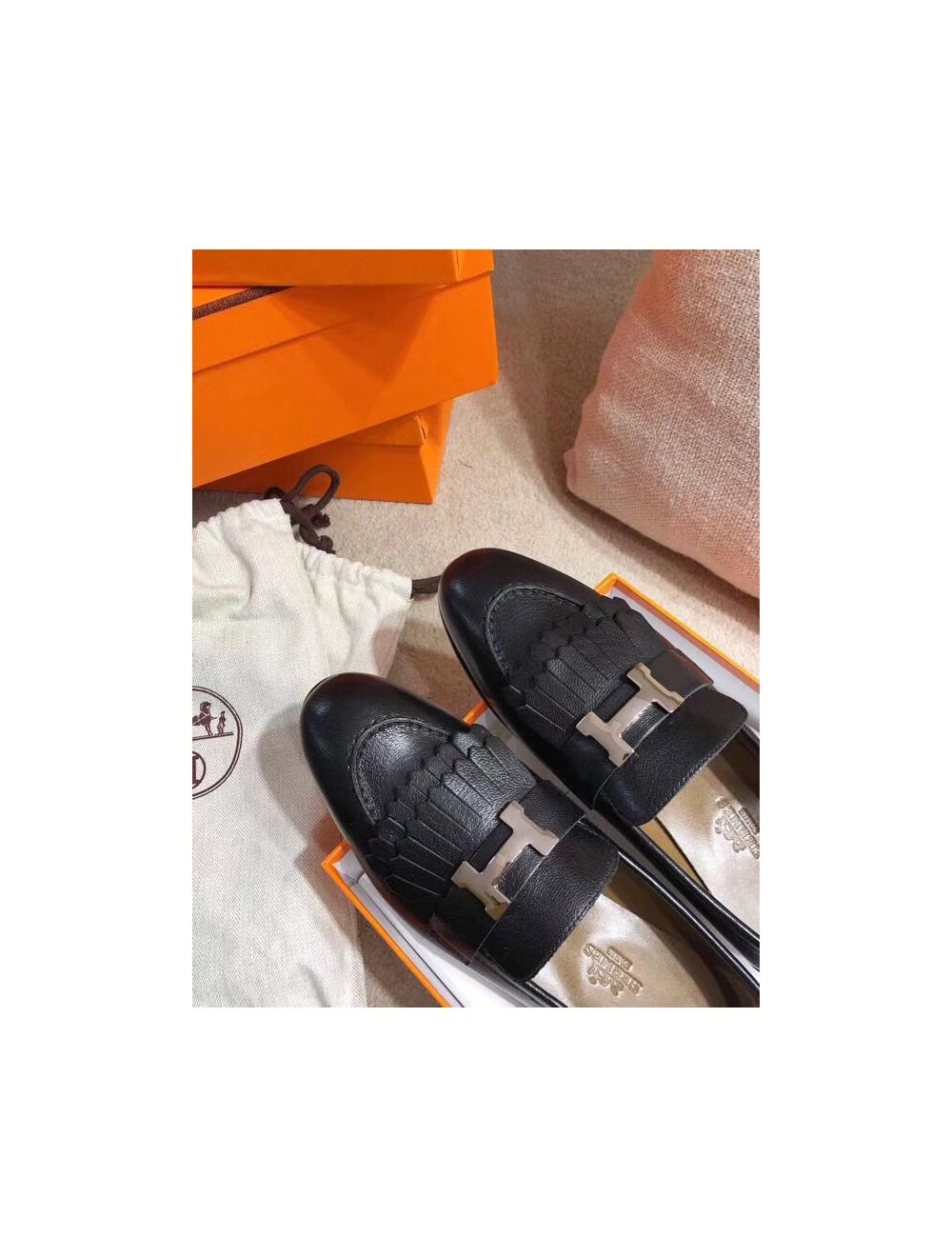 Hermes Royal Loafers In Black Calfksin